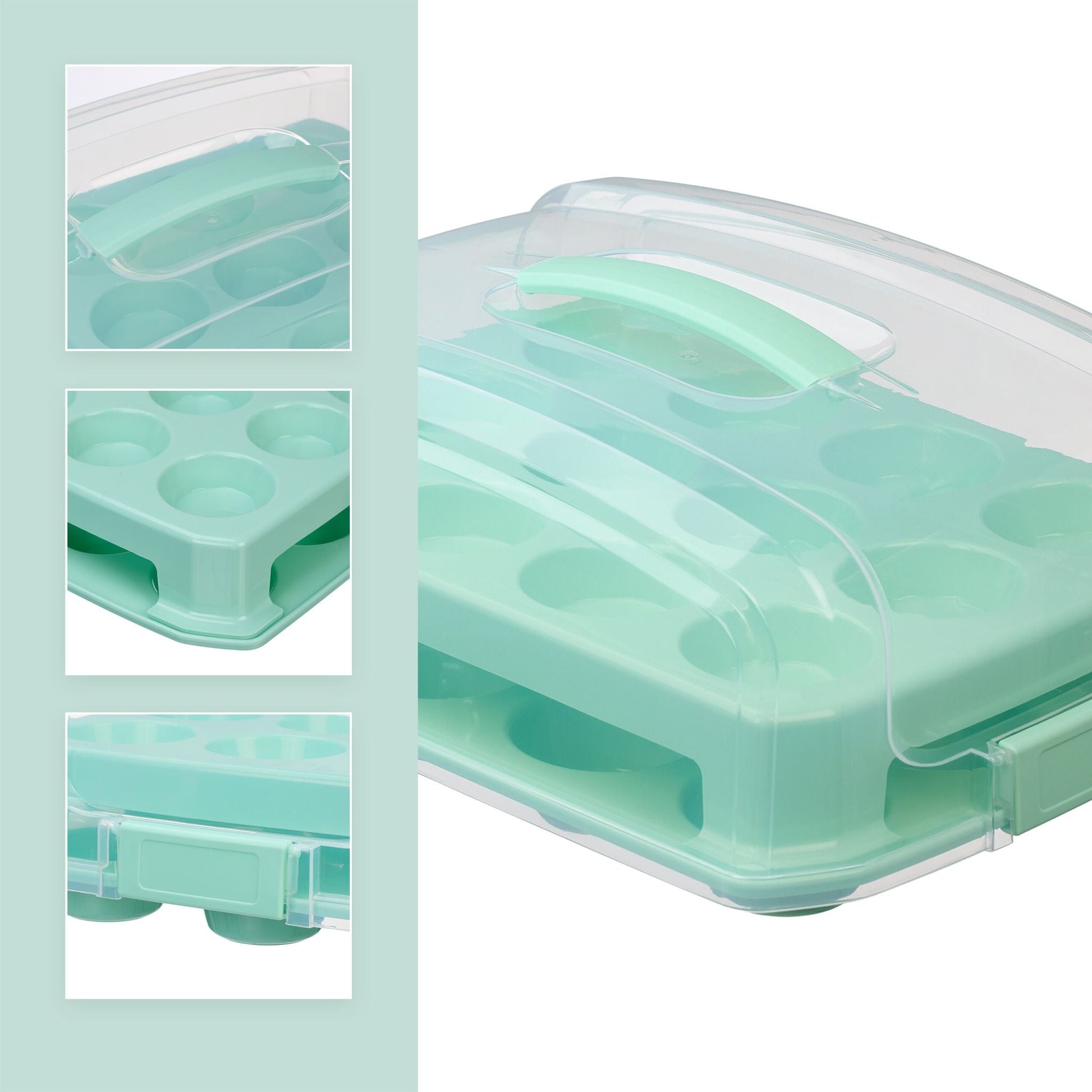 Muffin Transportbox für 24 Stück Transparent-Türkis von Relaxdays