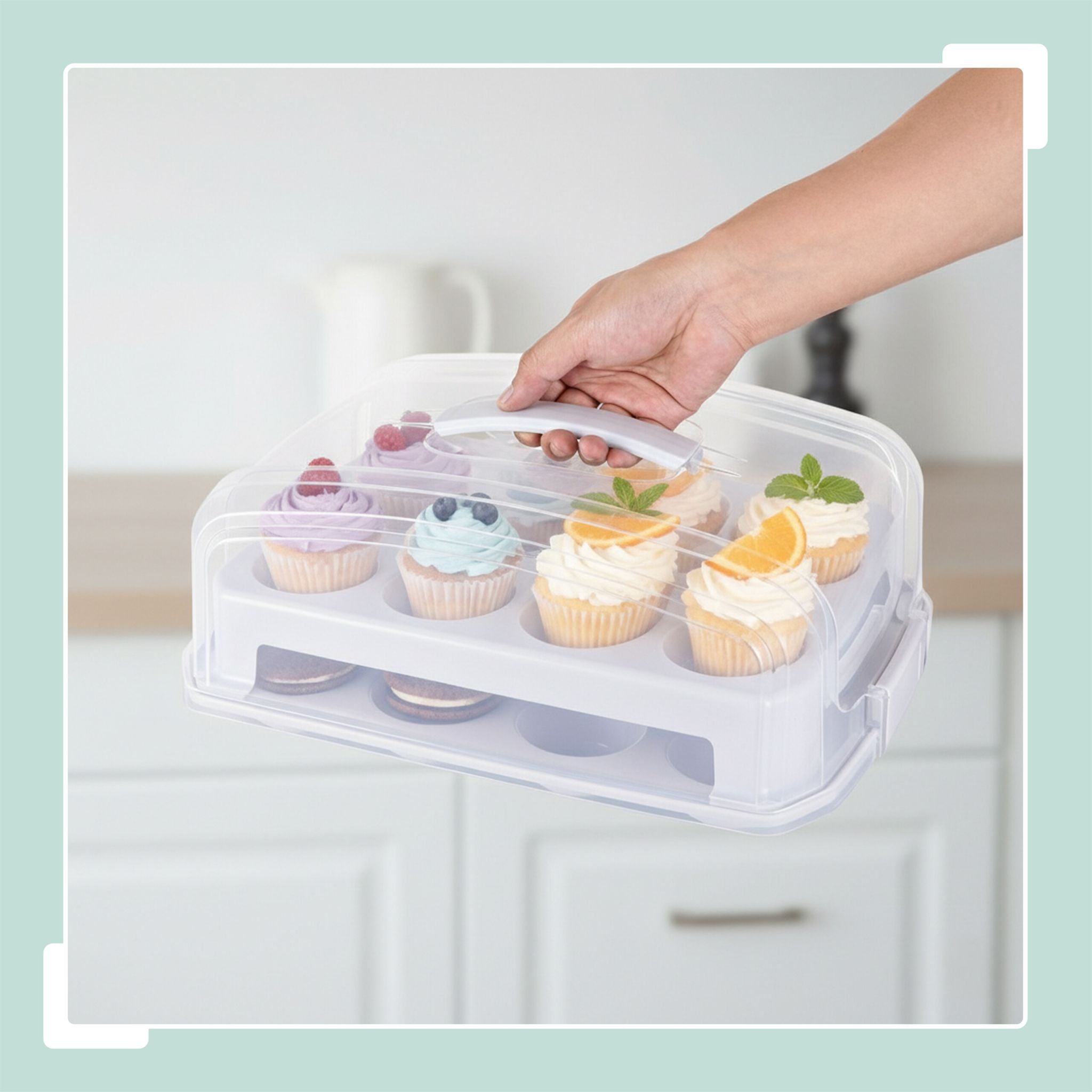 Muffin Transportbox für 24 Stück Transparent-Grau von Relaxdays