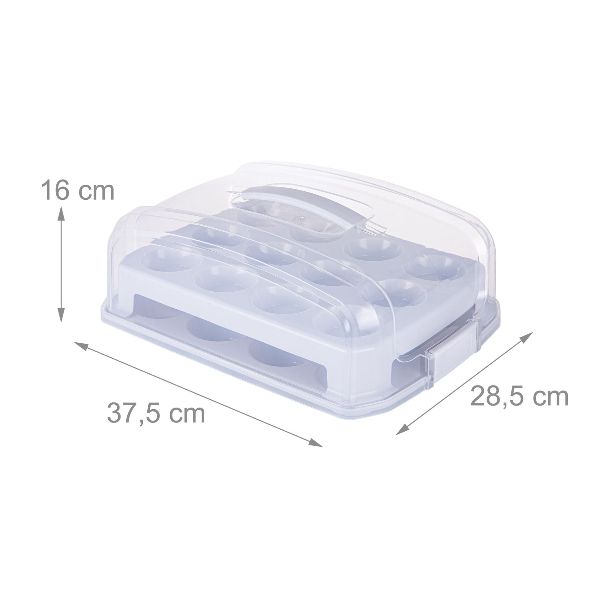 Muffin Transportbox für 24 Stück Transparent-Grau von Relaxdays