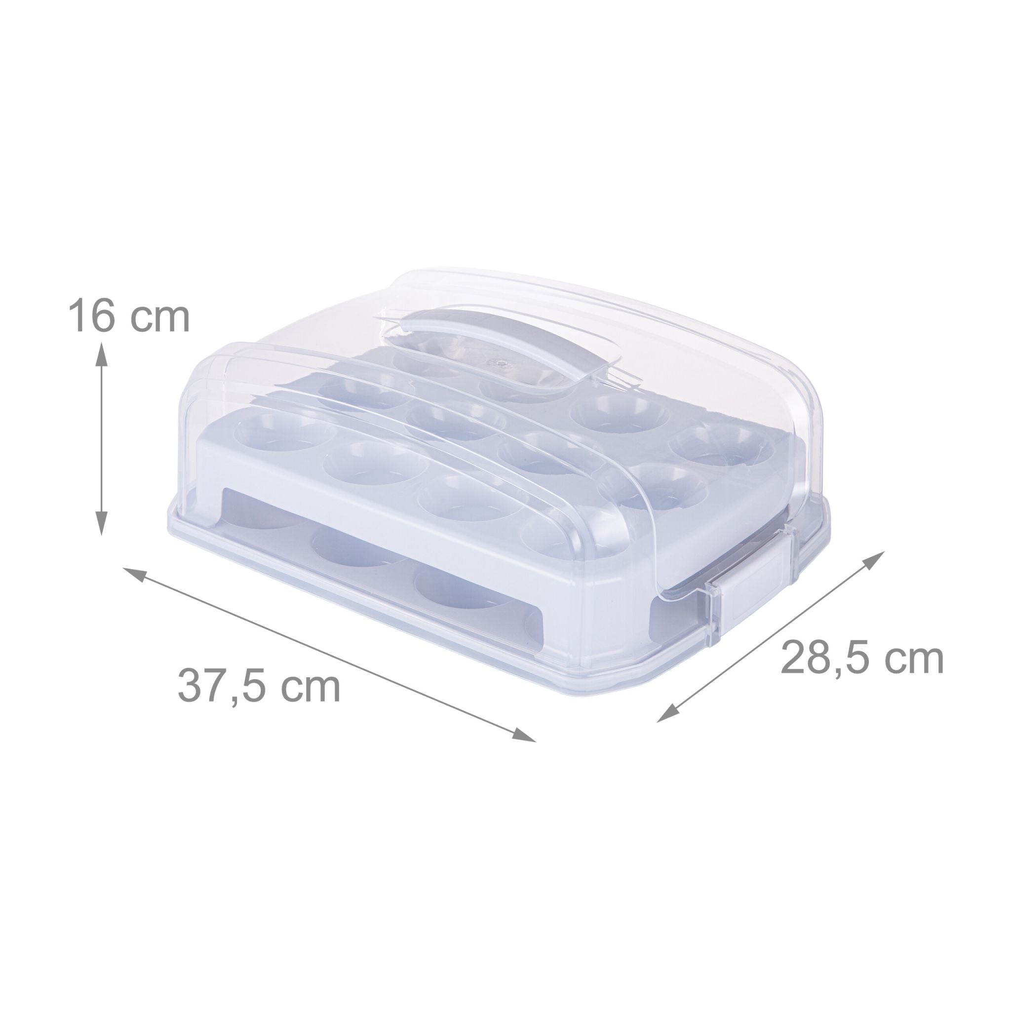 Muffin Transportbox für 24 Stück Transparent-Grau von Relaxdays