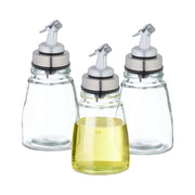 Ölflasche Glas 3er-Set nachfüllbar Schwarz-Silber-Transparent von Relaxdays