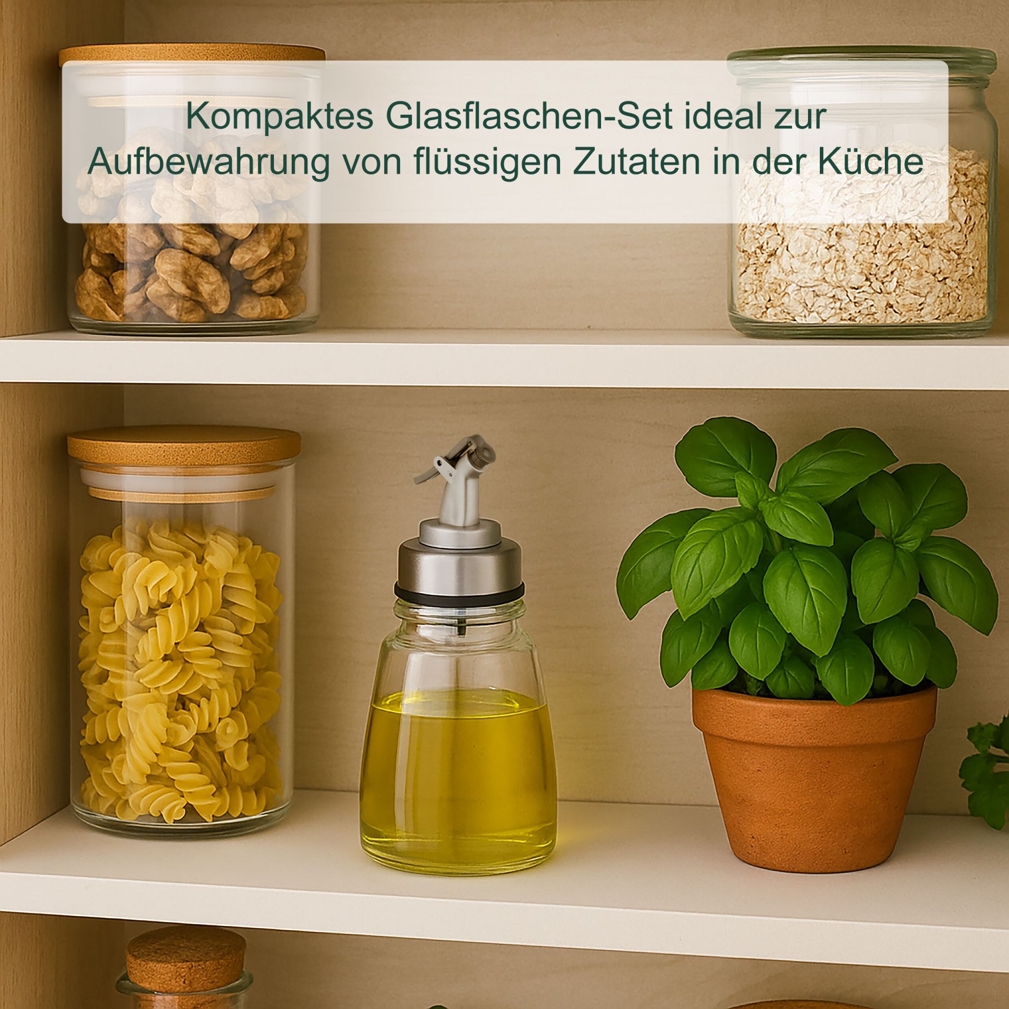 Ölflasche Glas 3er-Set nachfüllbar Schwarz-Silber-Transparent von Relaxdays