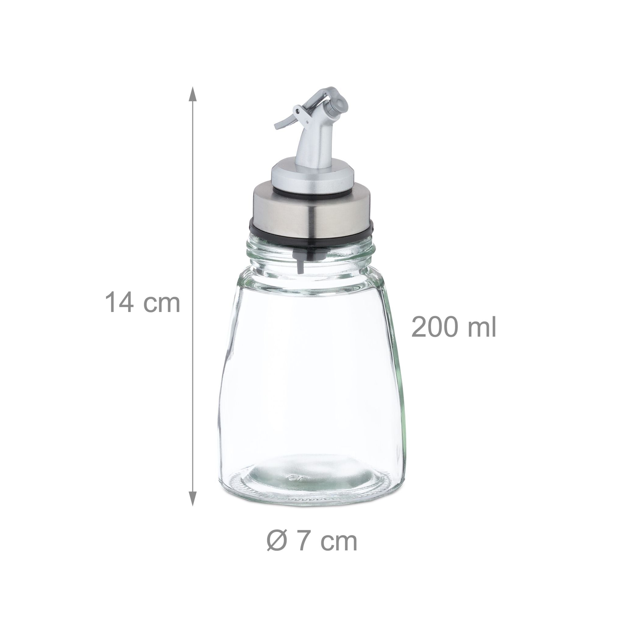 Ölflasche Glas 3er-Set nachfüllbar Schwarz-Silber-Transparent von Relaxdays