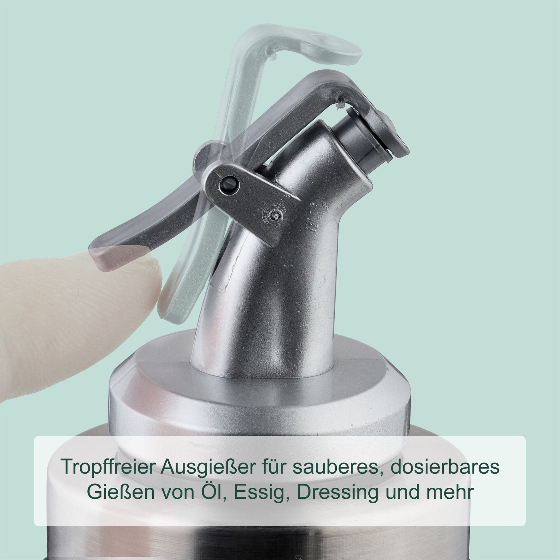 Ölflasche Glas 3er-Set nachfüllbar Schwarz-Silber-Transparent von Relaxdays