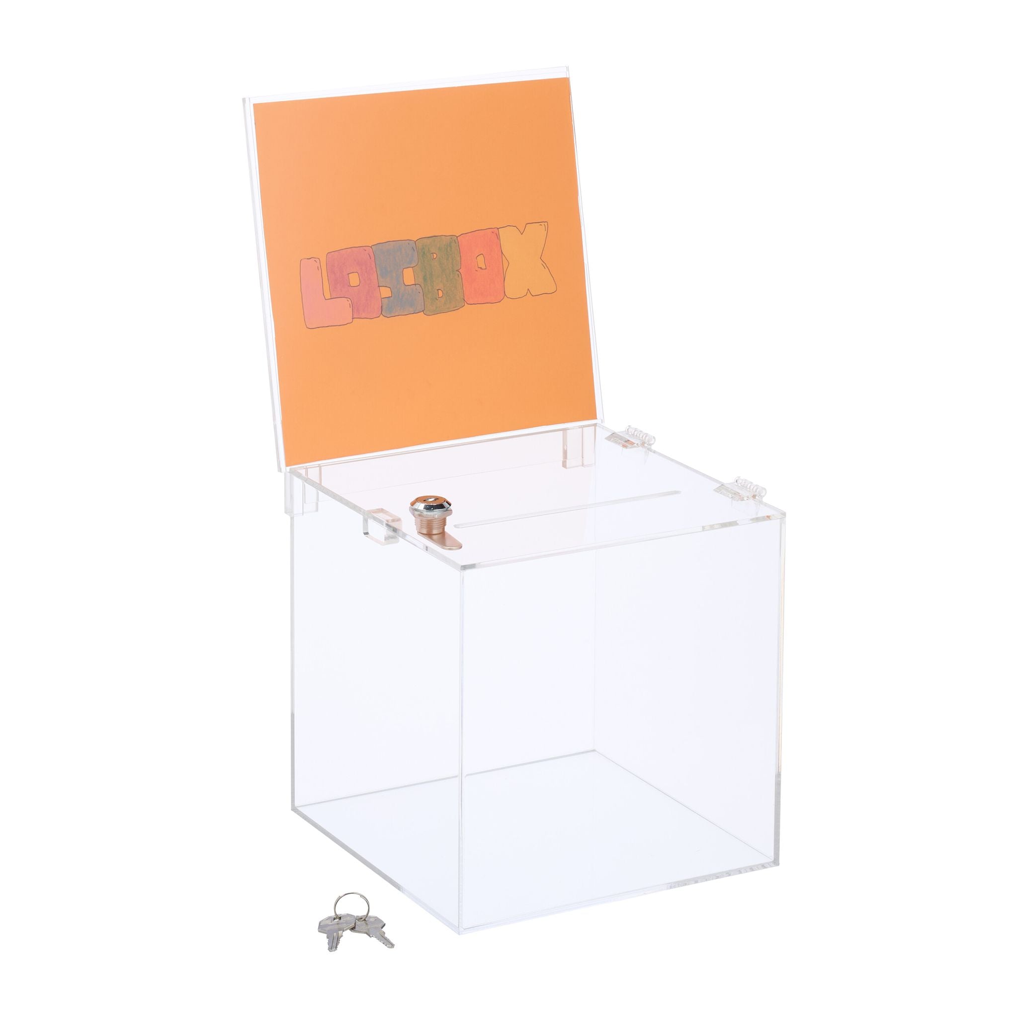 Losbox mit Blatteinschub Acryl Silber-Transparent von Relaxdays