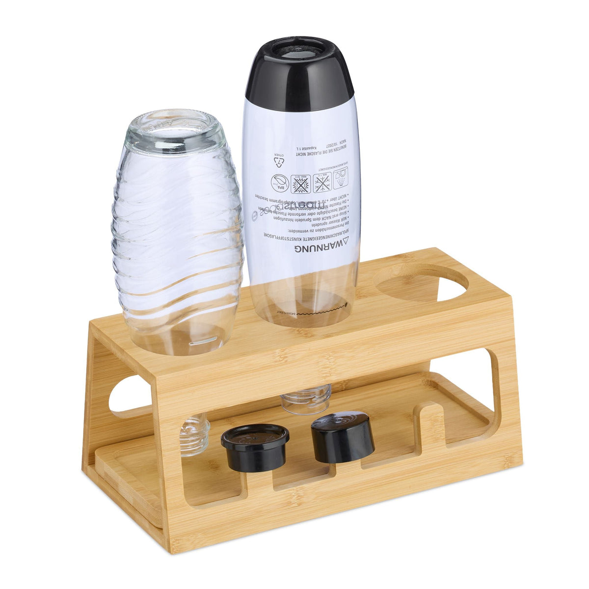 3er Flaschenhalter Bambus Hellbraun von Relaxdays
