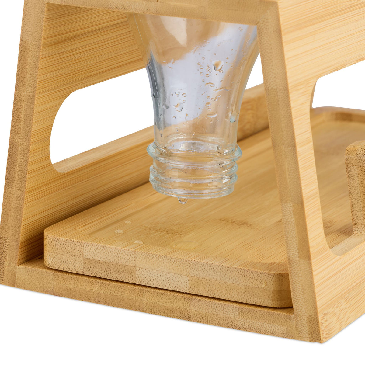 3er Flaschenhalter Bambus Hellbraun von Relaxdays