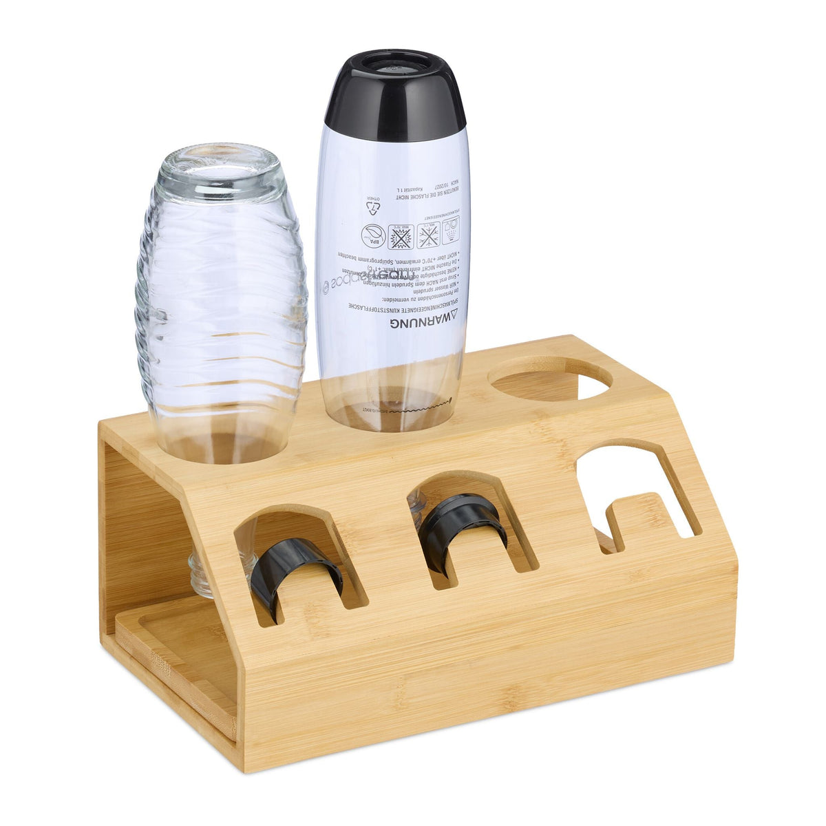 3er Flaschenhalter Bambus Hellbraun von Relaxdays