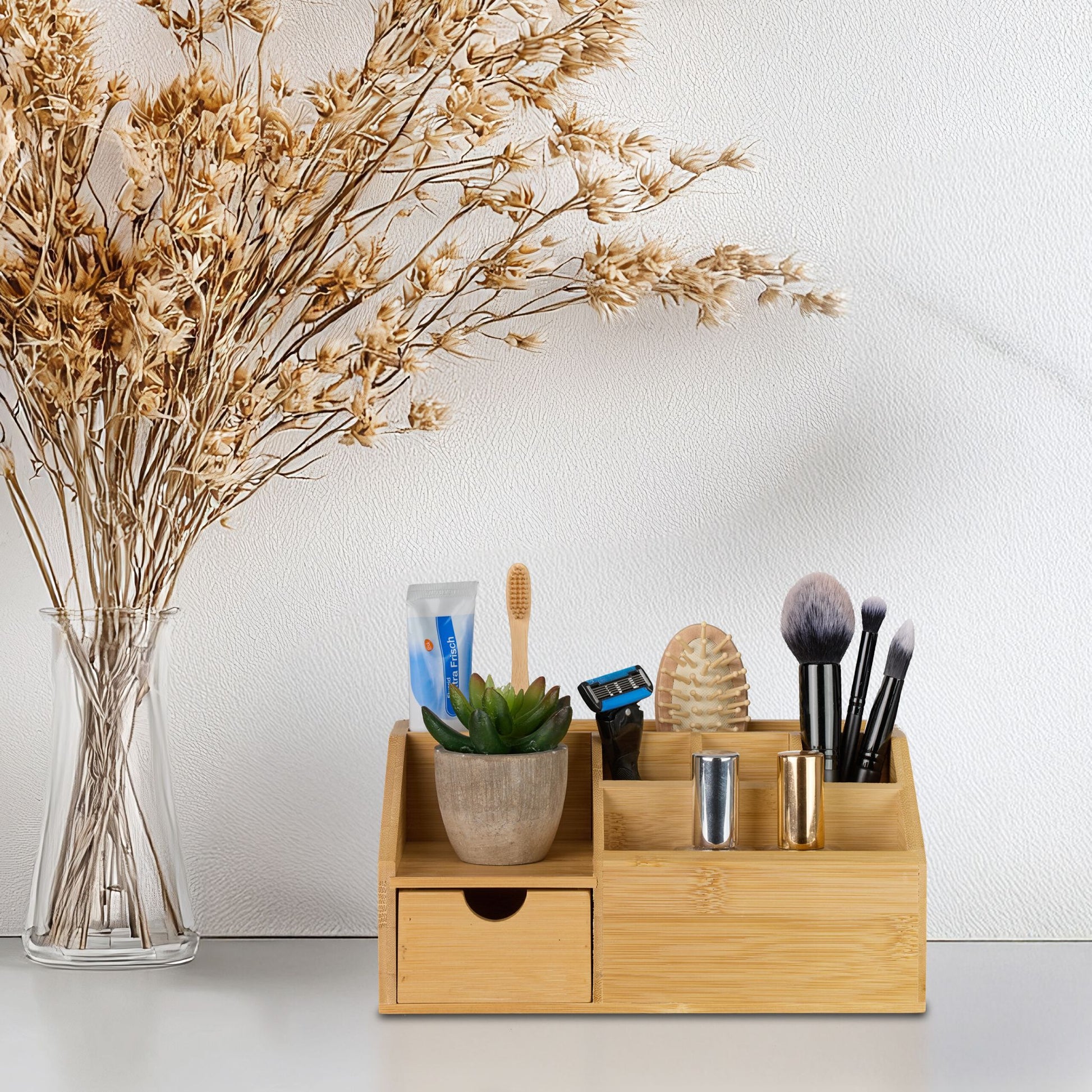 Schreibtisch Organizer mit Schublade Hellbraun von Relaxdays