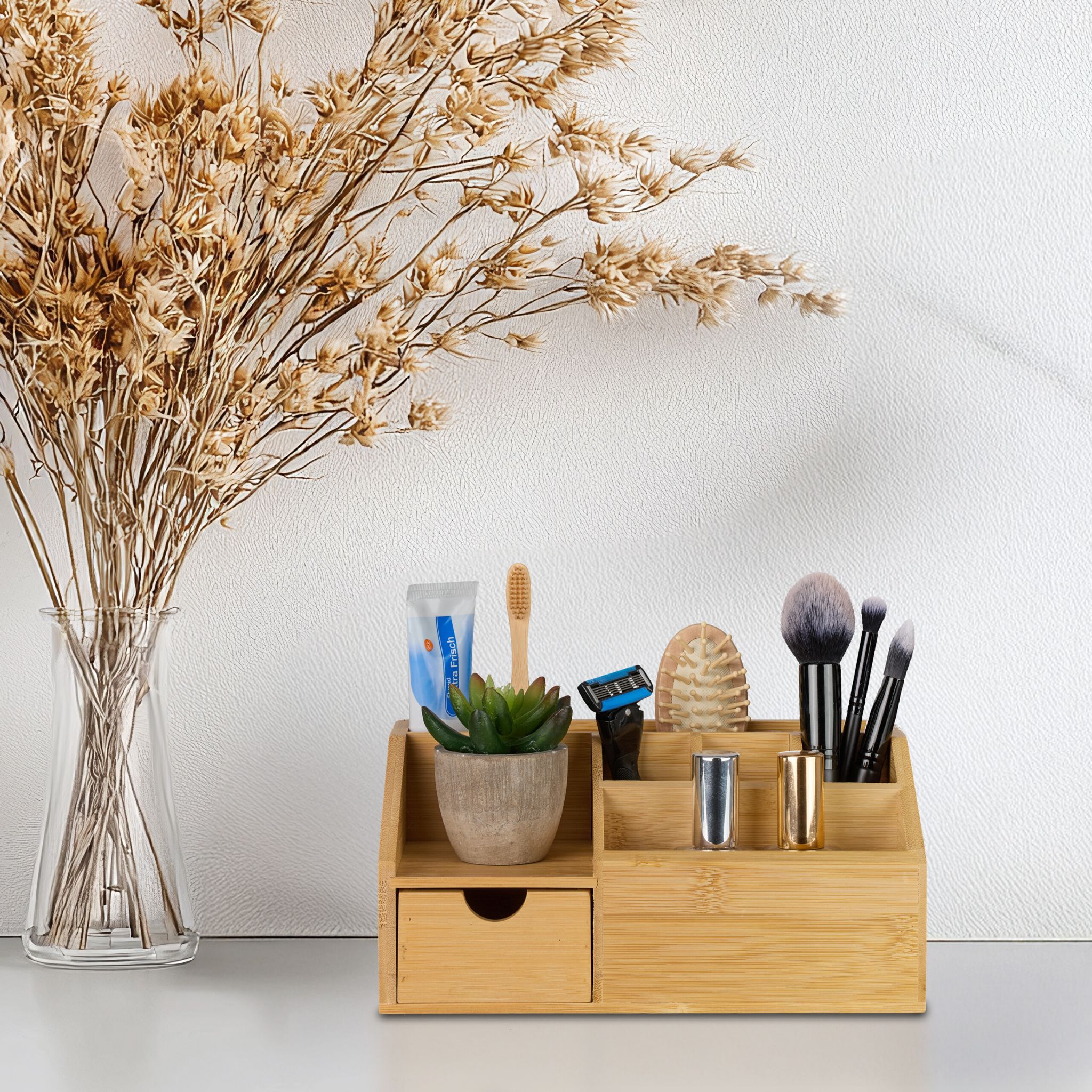 Schreibtisch Organizer mit Schublade Hellbraun von Relaxdays
