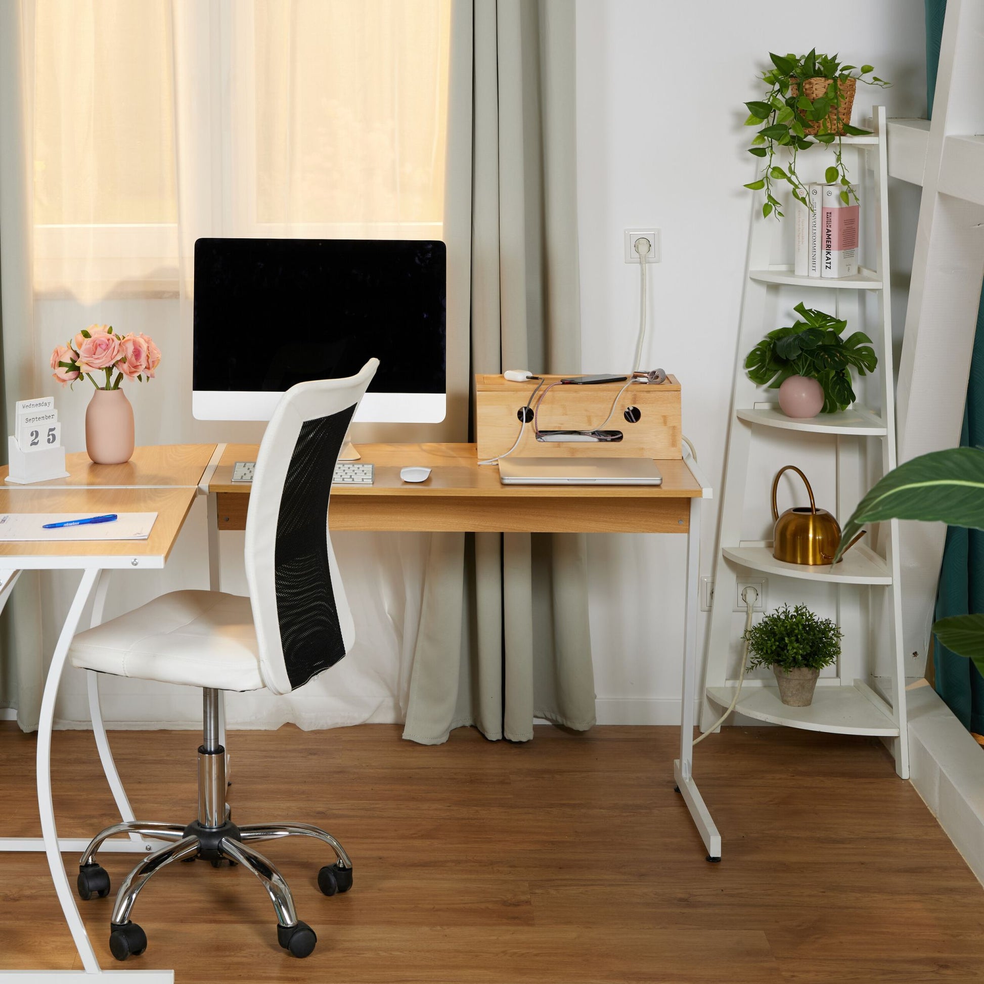 Kabelbox Bambus Hellbraun von Relaxdays
