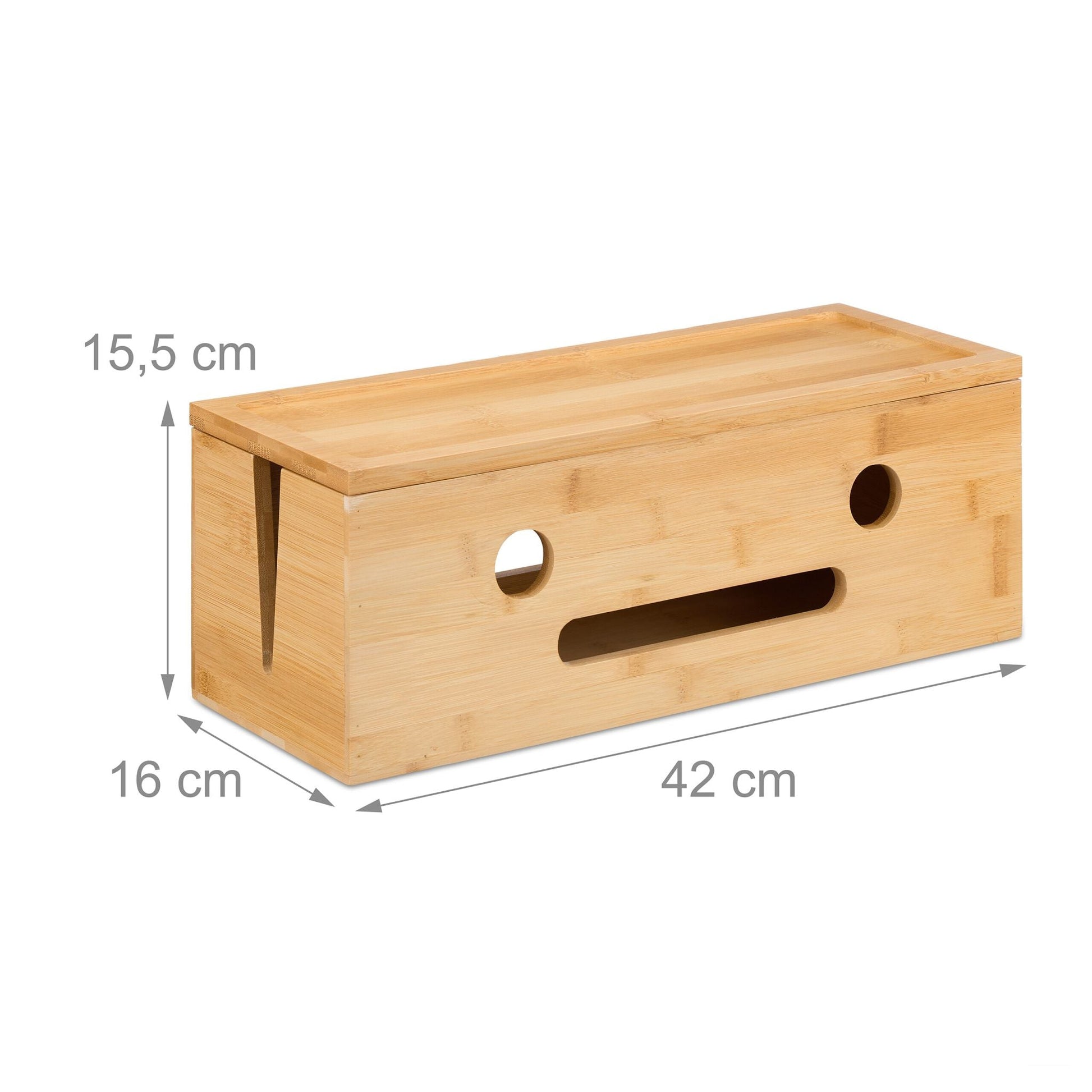 Kabelbox Bambus Hellbraun von Relaxdays
