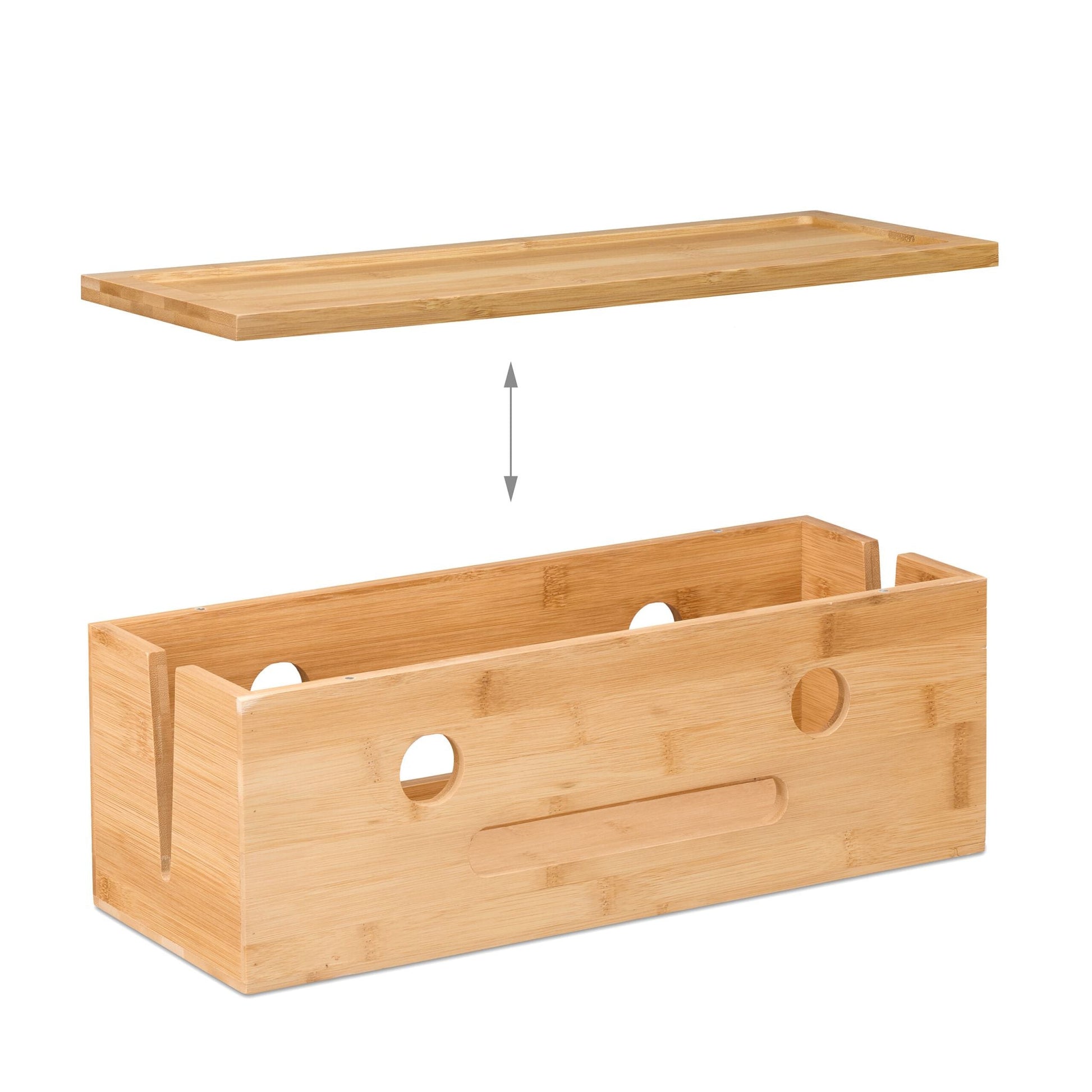 Kabelbox Bambus Hellbraun von Relaxdays