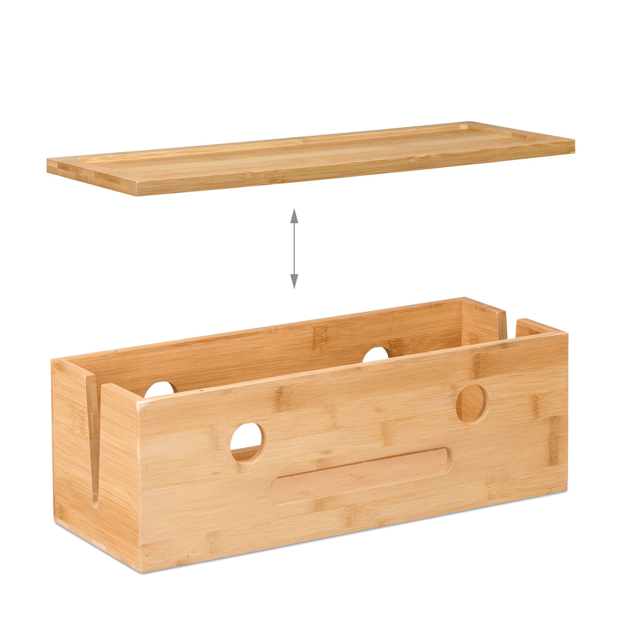 Kabelbox Bambus Hellbraun von Relaxdays