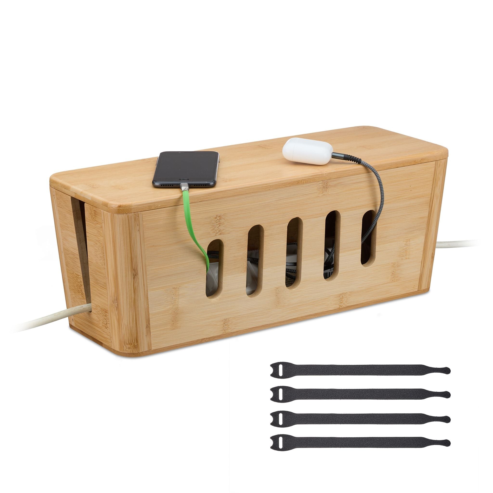 Kabelbox Bambus Hellbraun von Relaxdays