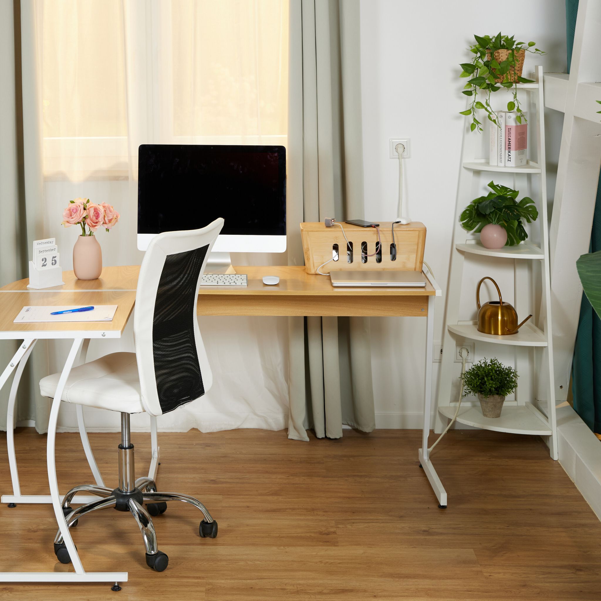 Kabelbox Bambus Hellbraun von Relaxdays