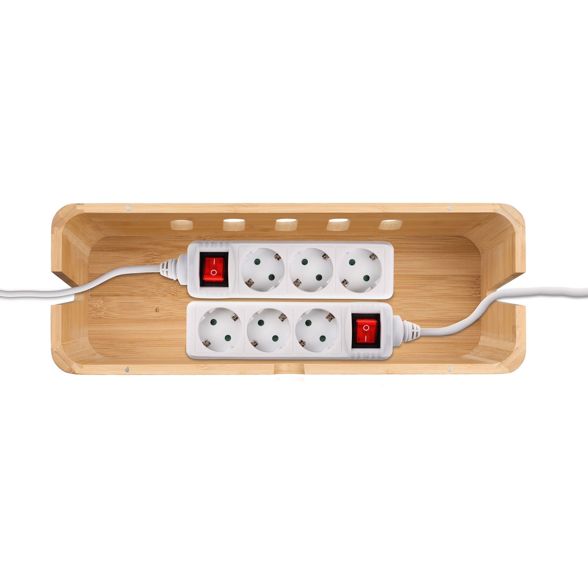 Kabelbox Bambus Hellbraun von Relaxdays