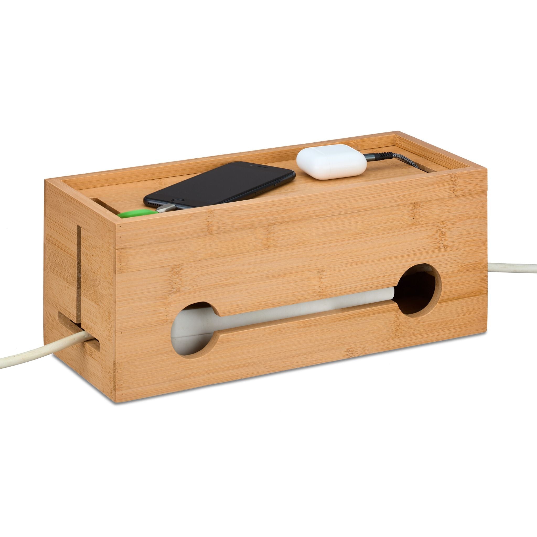 Kabelbox Bambus Hellbraun von Relaxdays