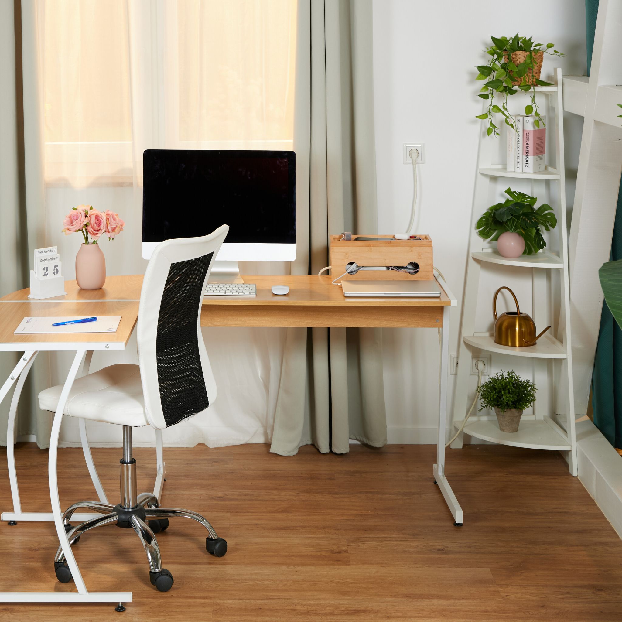 Kabelbox Bambus Hellbraun von Relaxdays