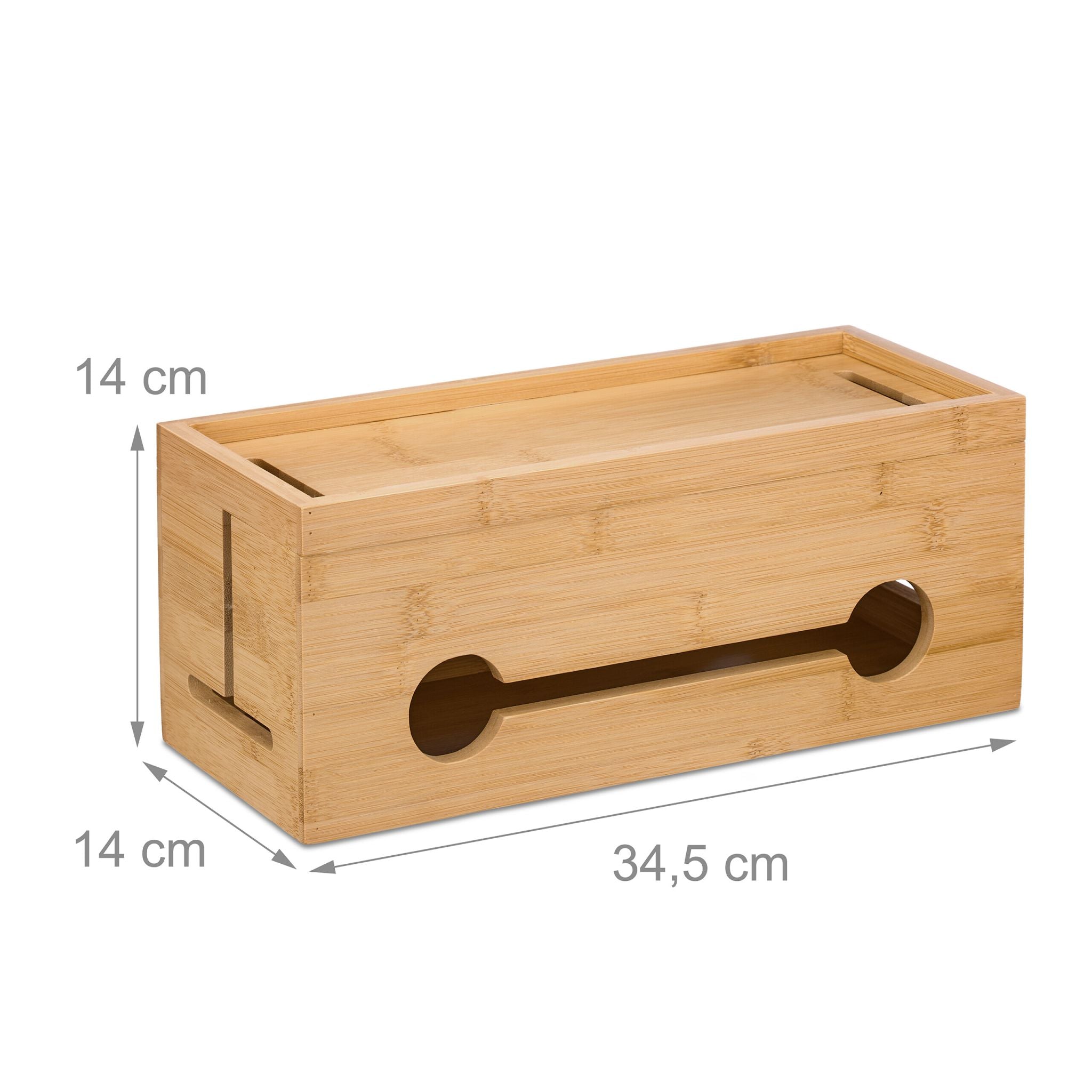 Kabelbox Bambus Hellbraun von Relaxdays