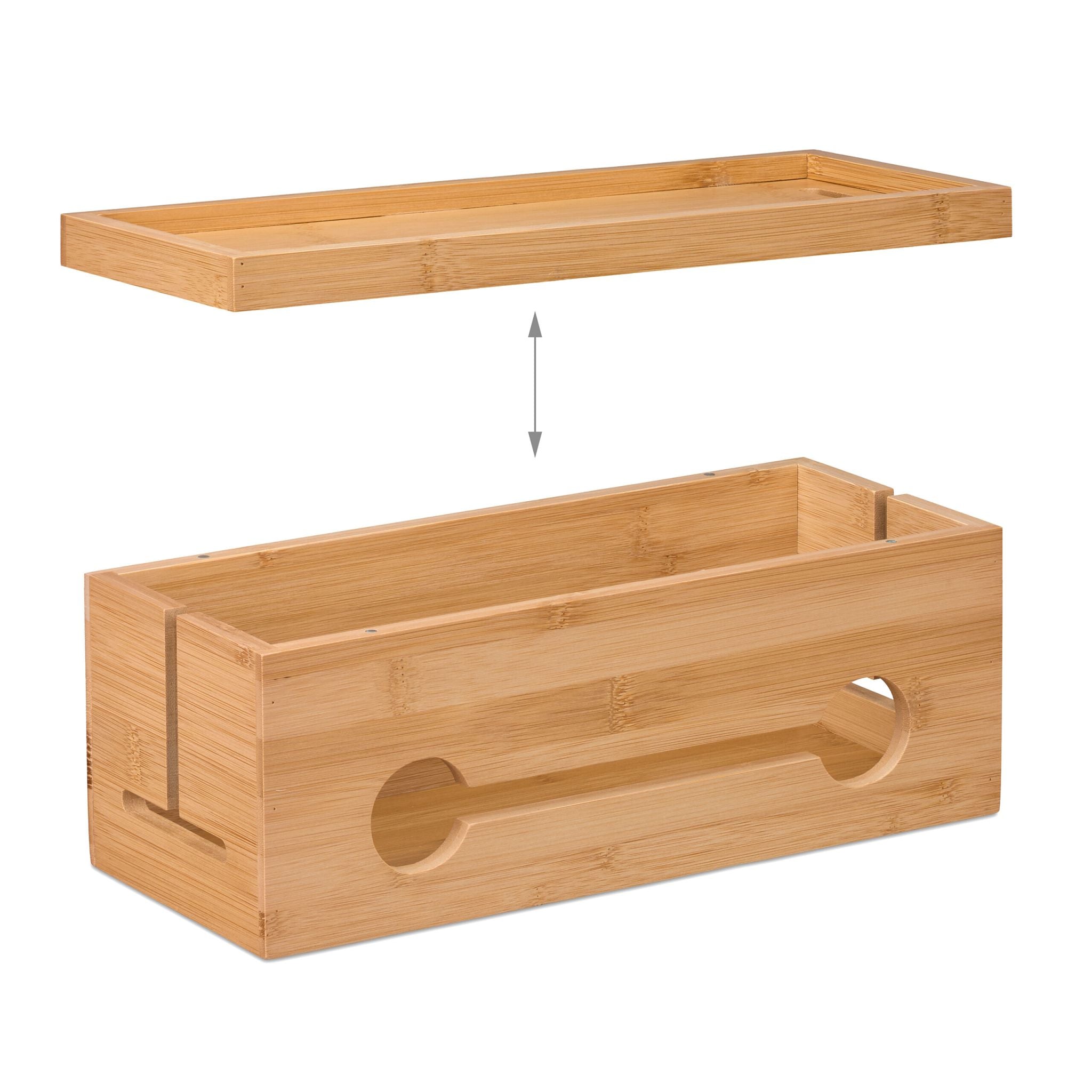 Kabelbox Bambus Hellbraun von Relaxdays