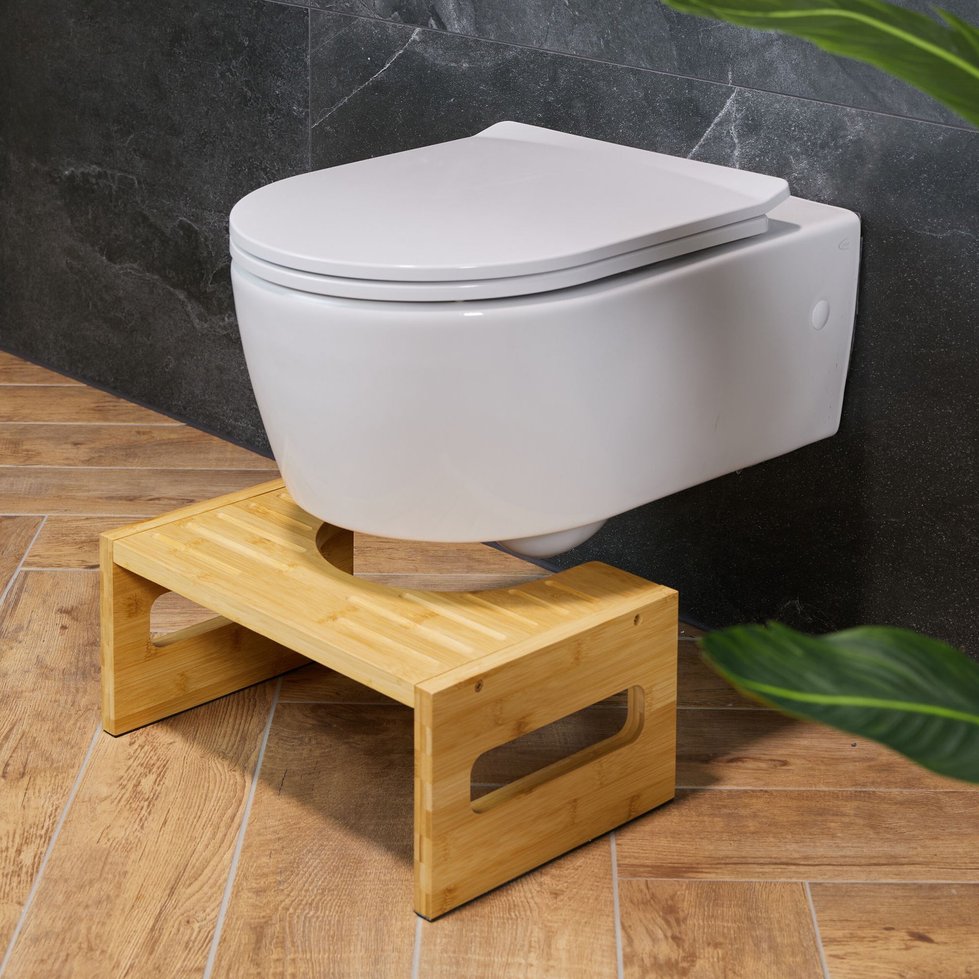 Toilettenhocker Bambus Hellbraun von Relaxdays