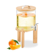 Getränkespender für Kalt- & Heissgetränke Hellbraun-Silber-Transparent von Relaxdays