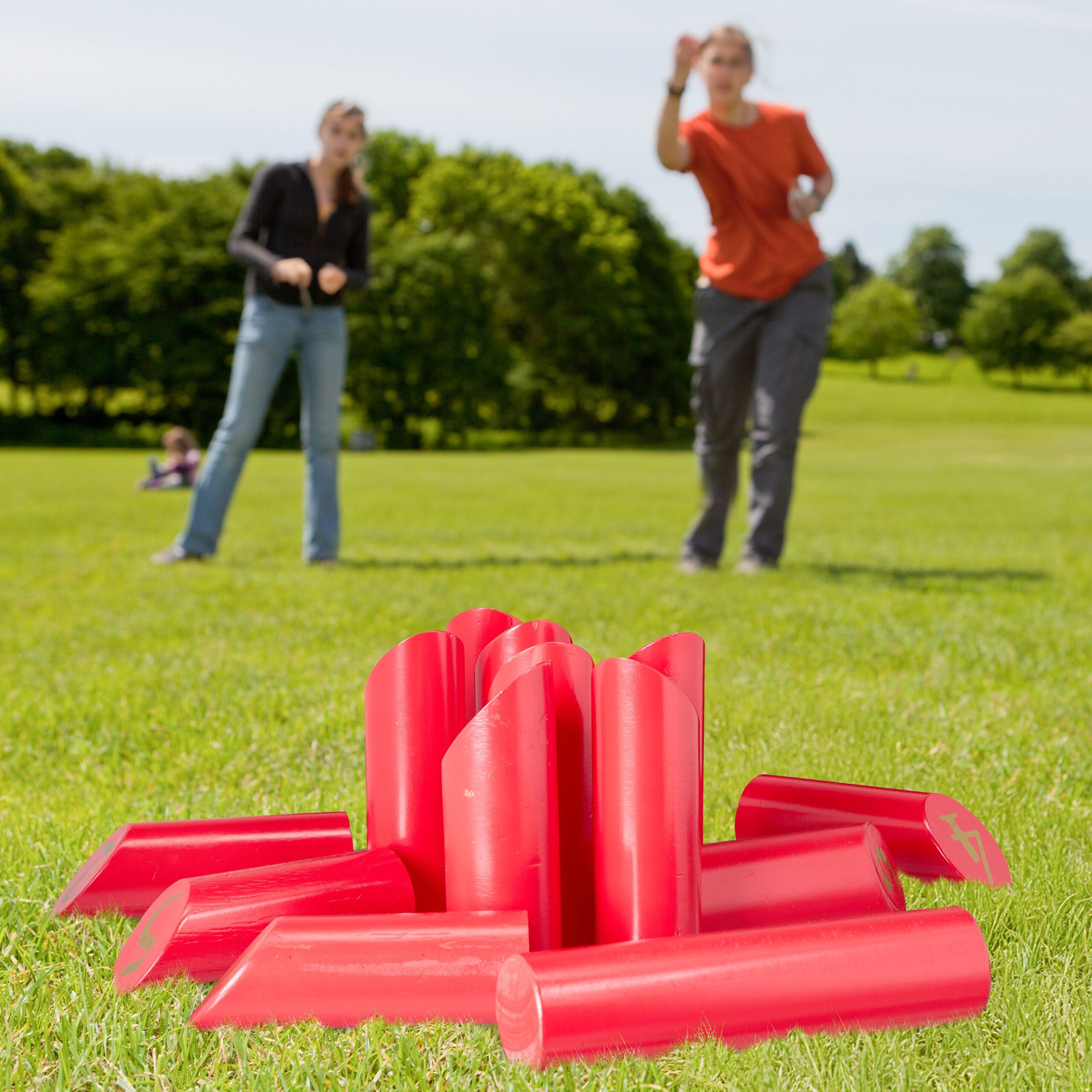 Kubb Wikingerspiel mit Tasche Gold-Rot von Relaxdays