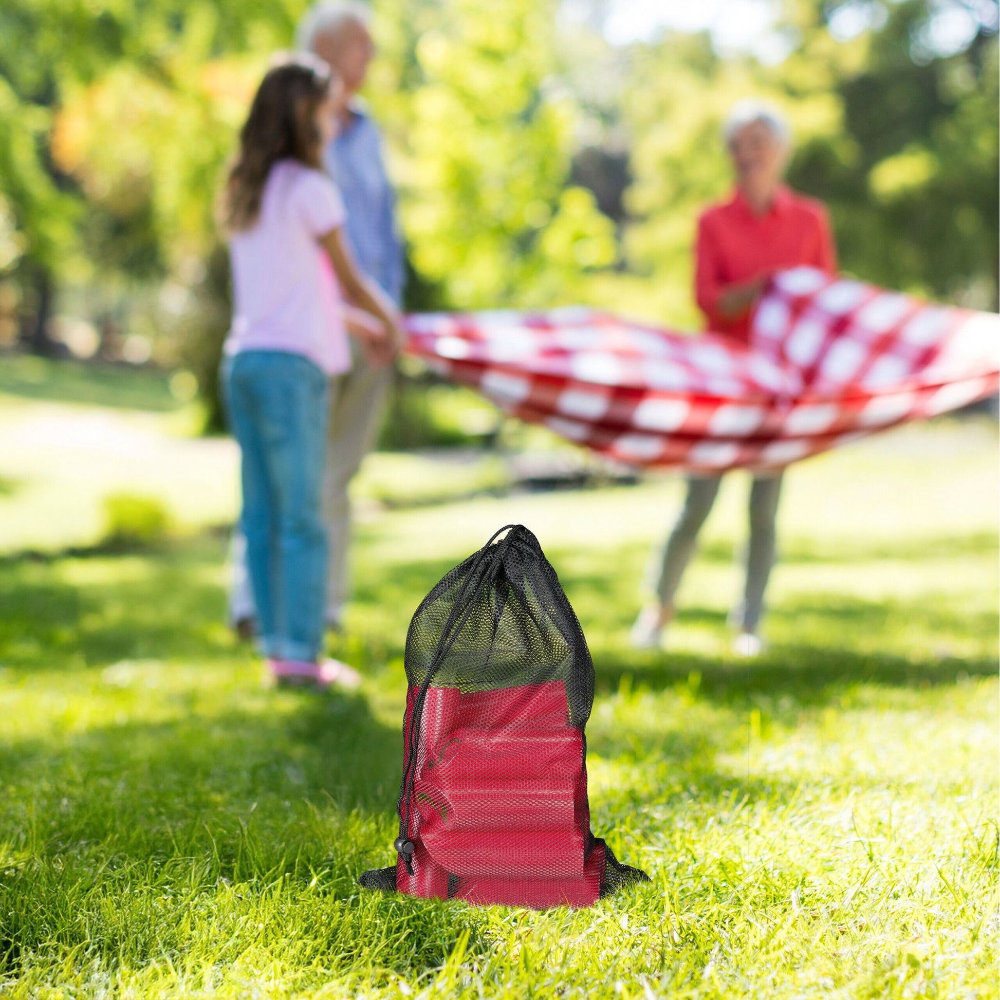 Kubb Wikingerspiel mit Tasche Gold-Rot von Relaxdays