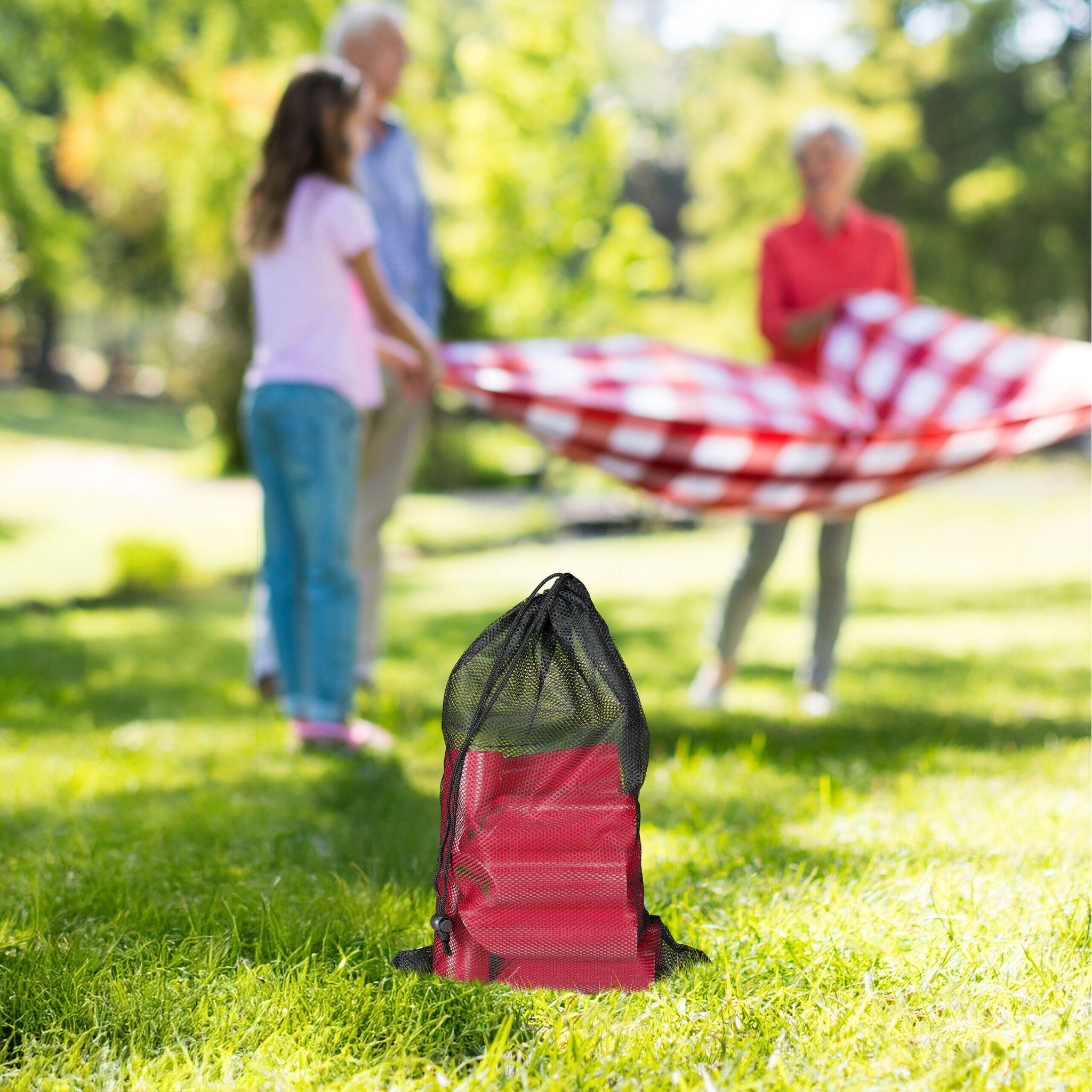 Kubb Wikingerspiel mit Tasche Gold-Rot von Relaxdays
