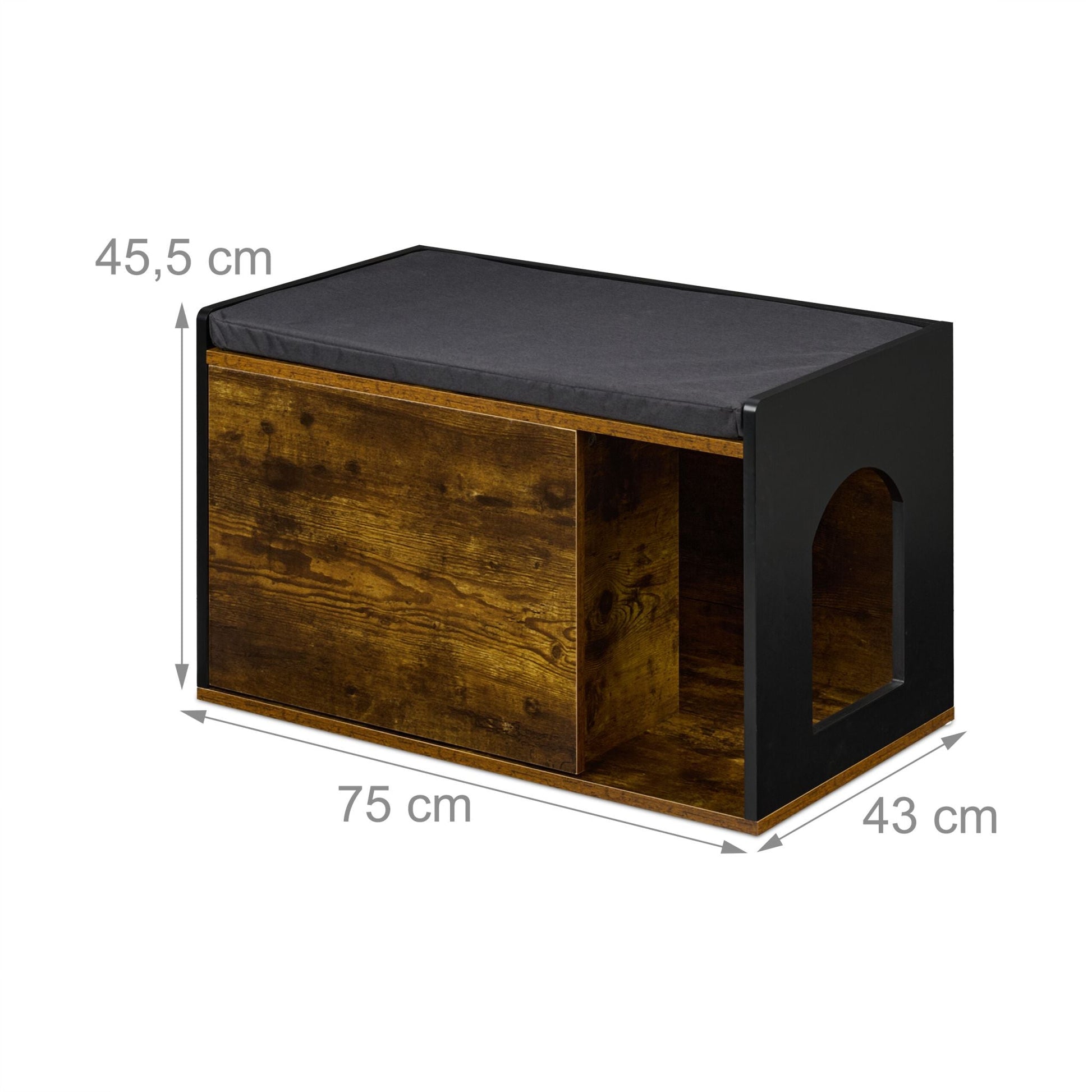 Katzenschrank Industrial Design Braun-Schwarz von Relaxdays