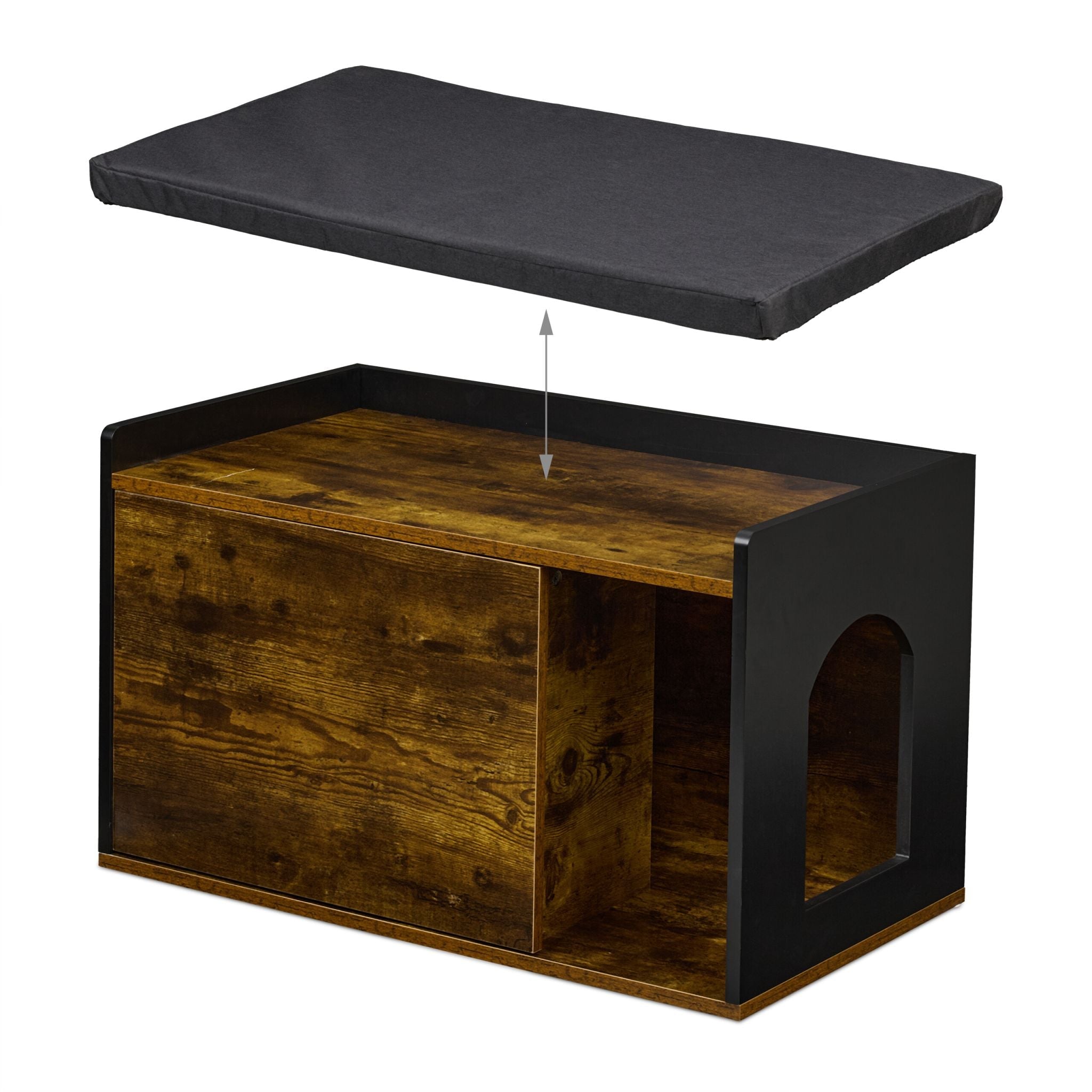 Katzenschrank Industrial Design Braun-Schwarz von Relaxdays