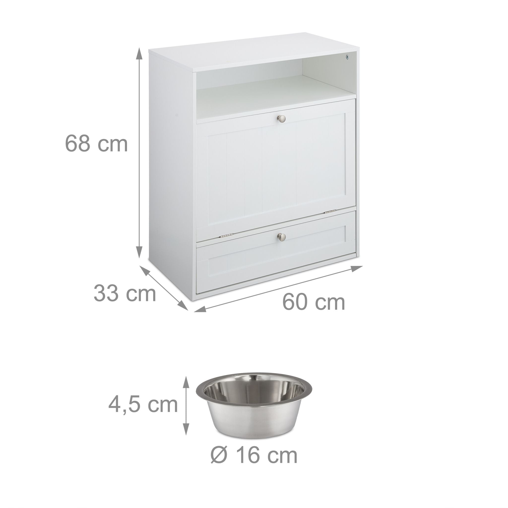 Futterschrank Hunde Weiss-Silber von Relaxdays