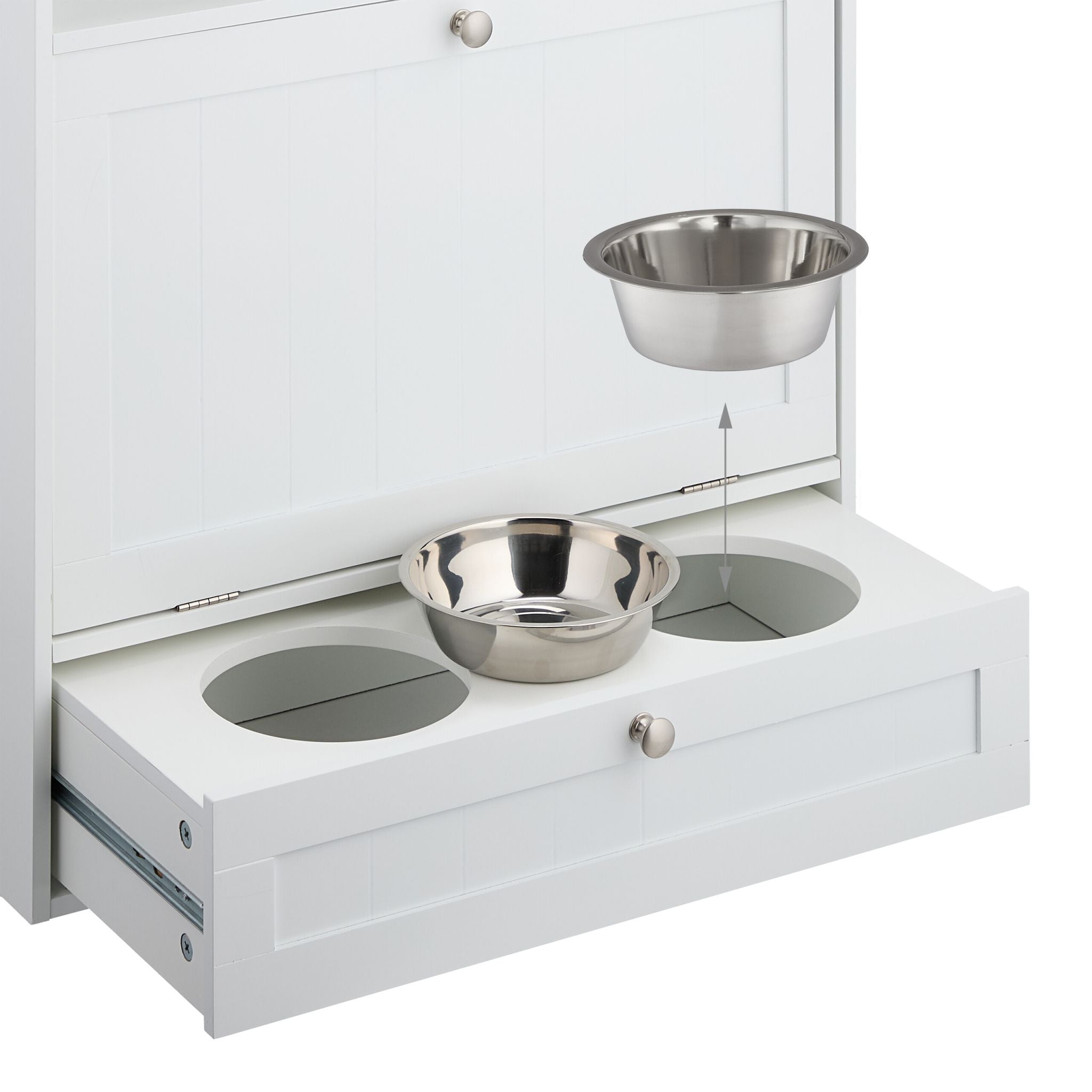 Futterschrank Hunde Weiss-Silber von Relaxdays