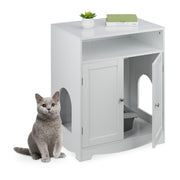 Weisser Katzenschrank für Katzenklo Weiss-Silber von Relaxdays