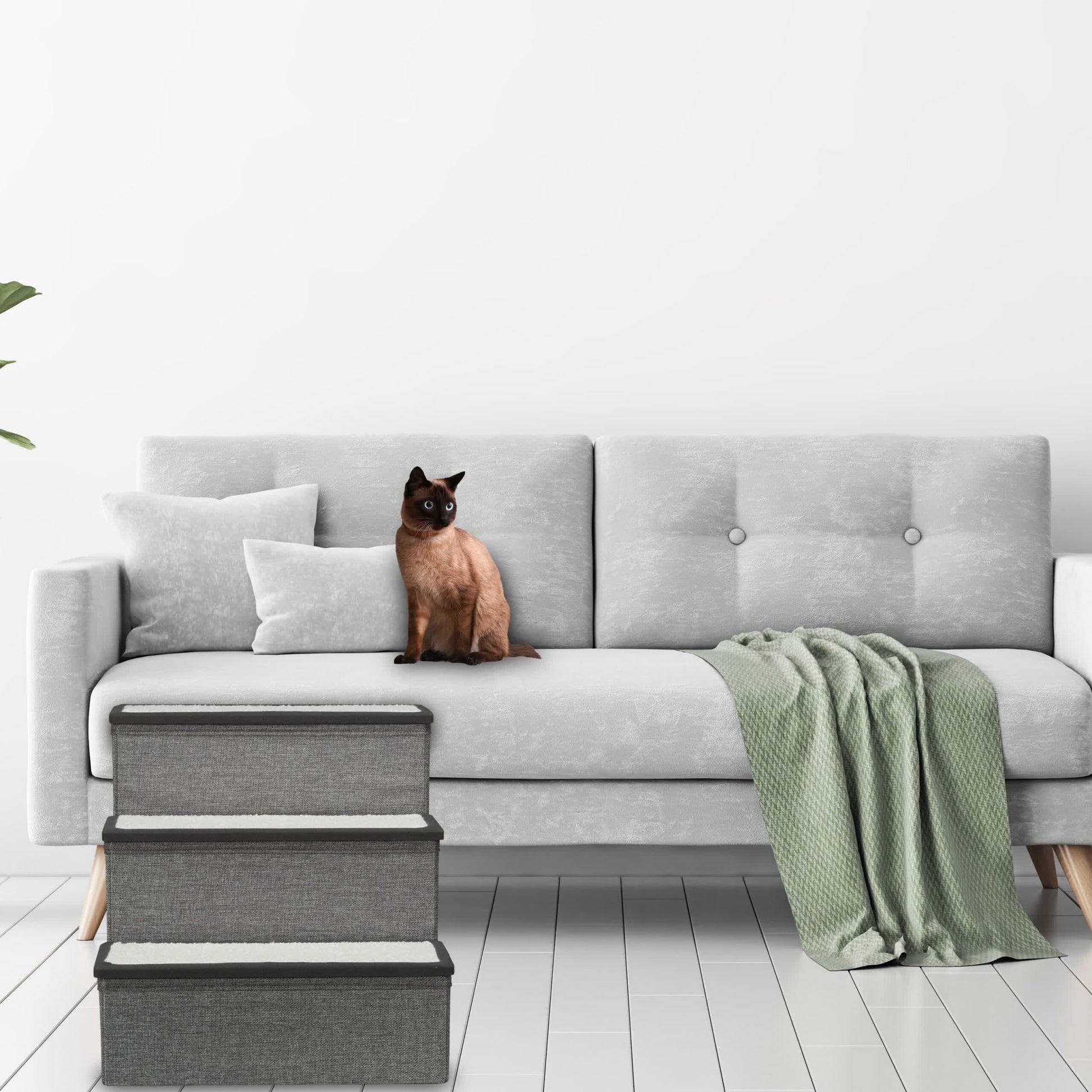 Faltbare Hundetreppe 3 Stufen Weiss-Grau von Relaxdays