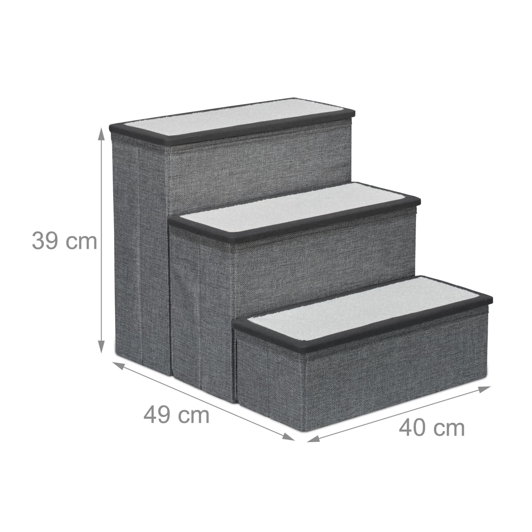 Faltbare Hundetreppe 3 Stufen Weiss-Grau von Relaxdays