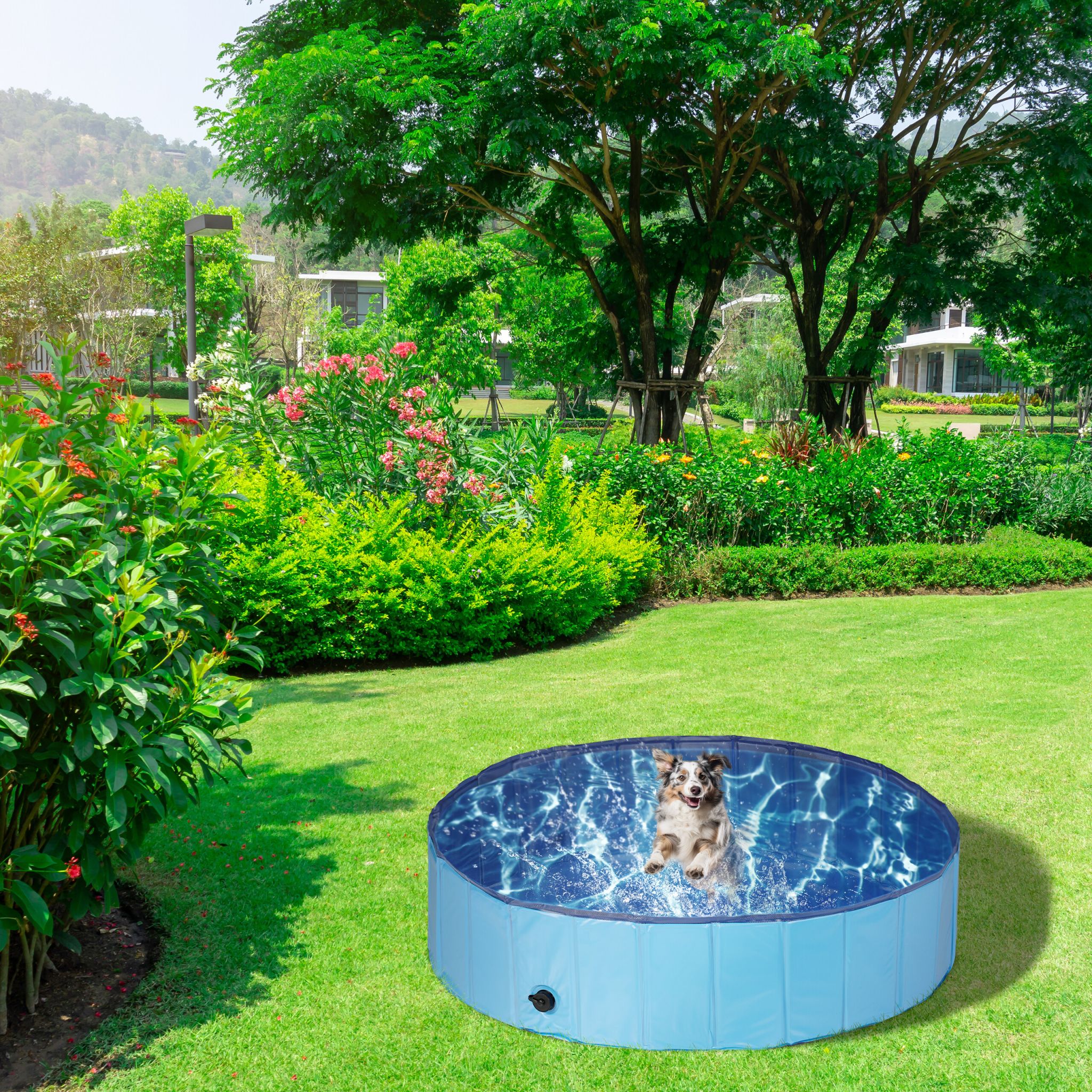 Hundepool Blau-Hellblau-Schwarz von Relaxdays