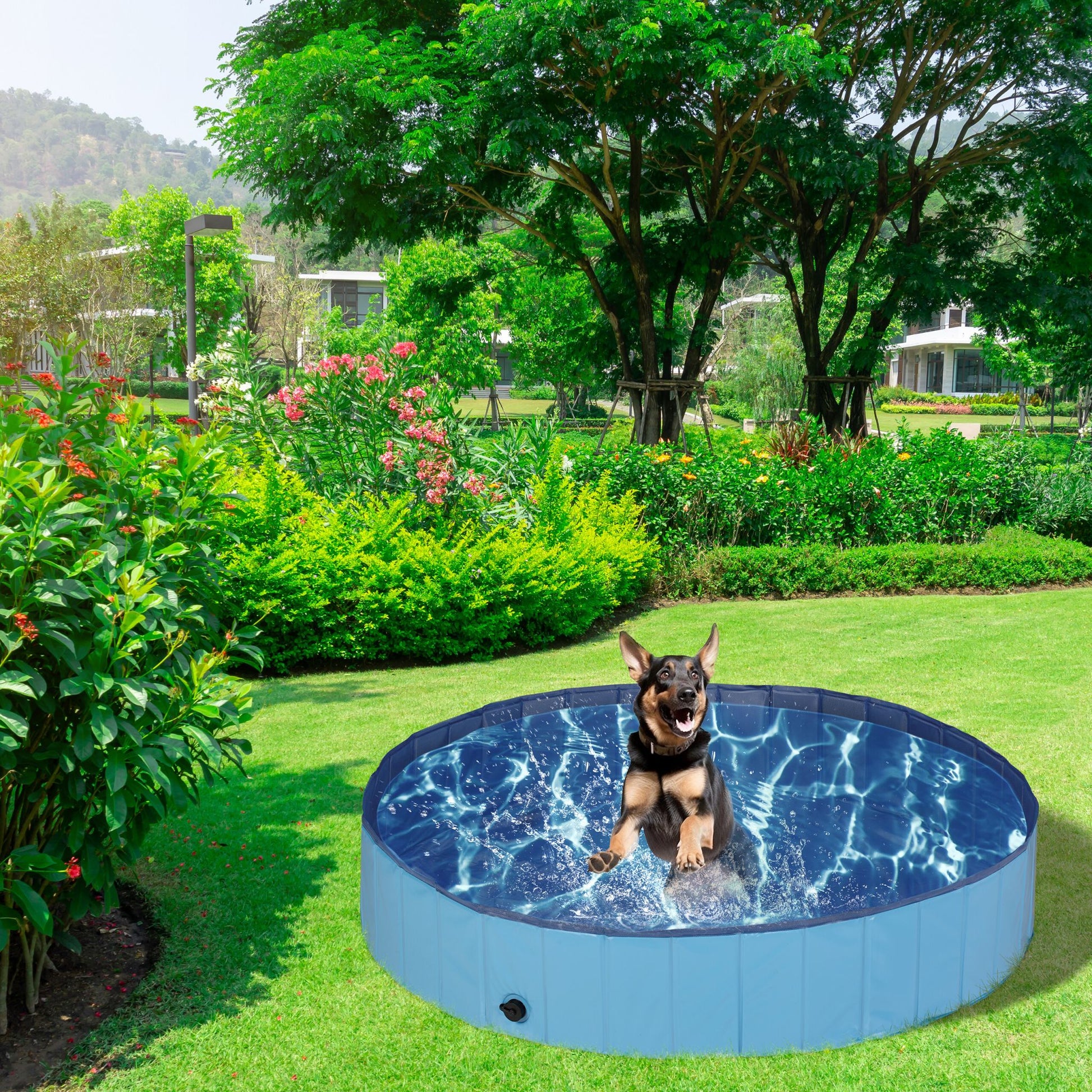 Hundepool Blau-Hellblau-Schwarz von Relaxdays