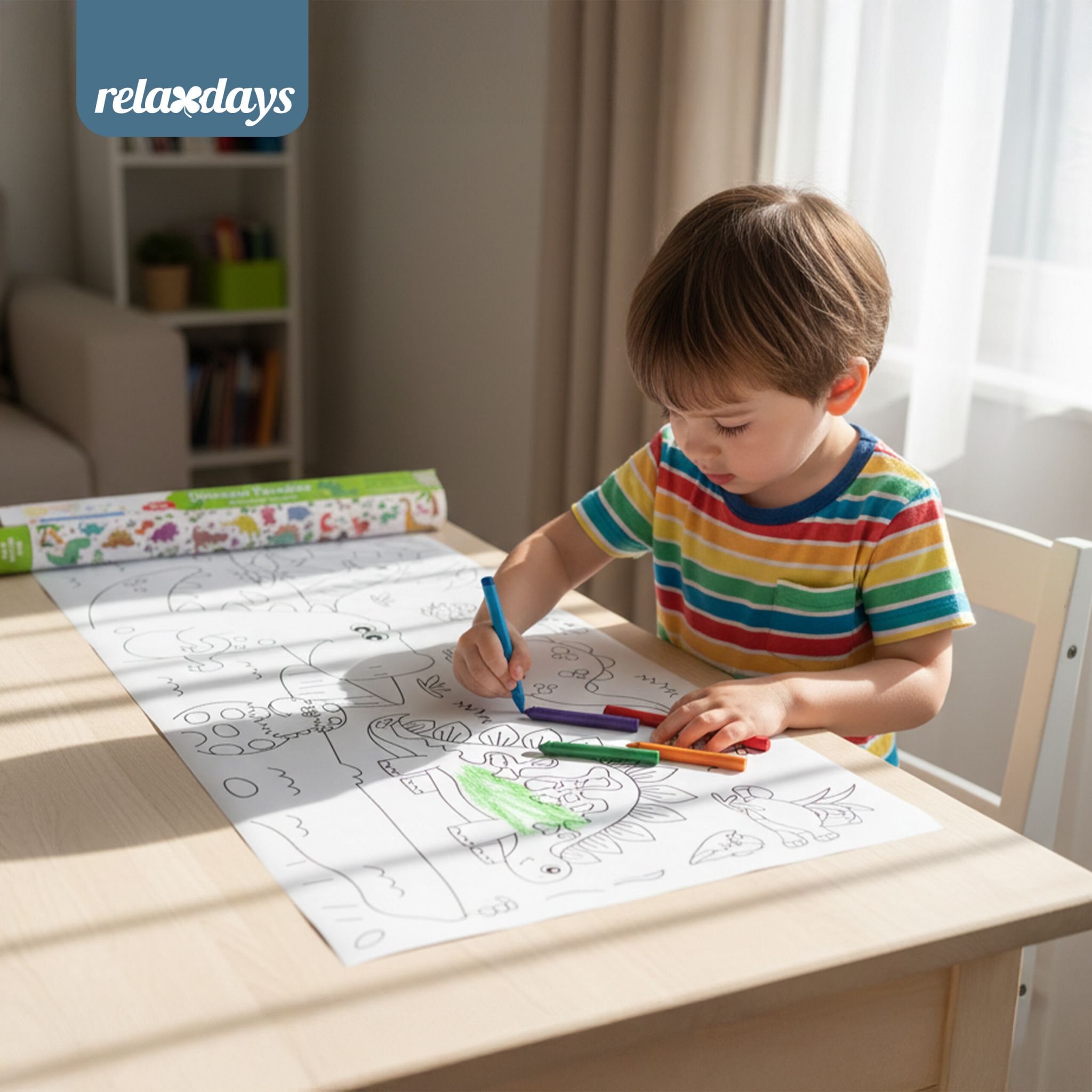 Ausmaltischdecken für Kinder 2er-Set 3 m Weiss-Grün-Schwarz