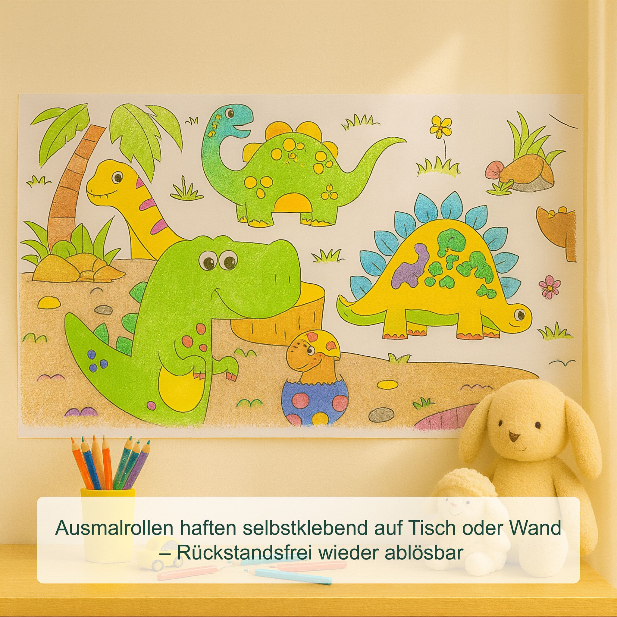 Ausmaltischdecken für Kinder 2er-Set 3 m Weiss-Grün-Schwarz