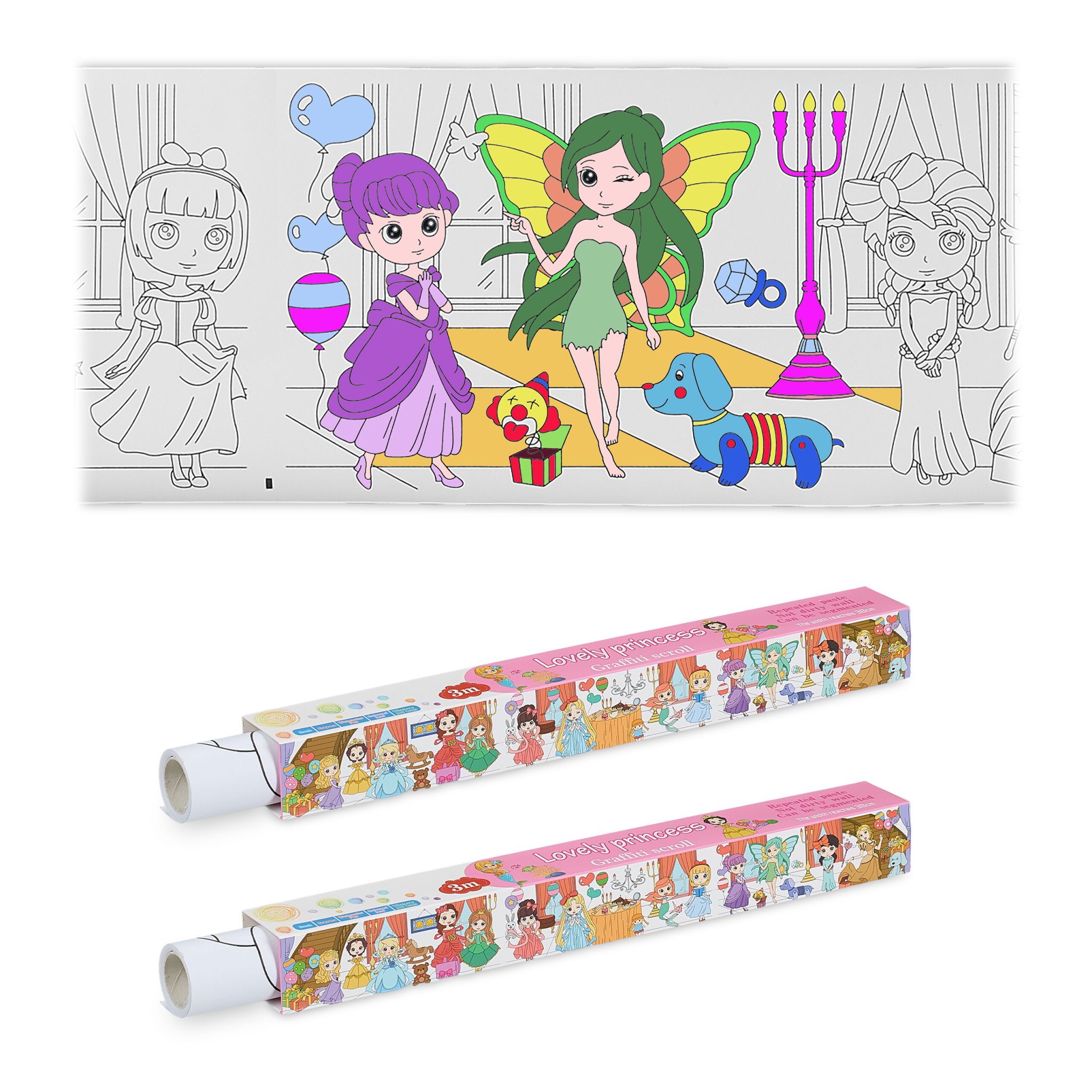 Ausmaltischdecken für Kinder 2er-Set 3 m Weiss-Rosa-Schwarz von guteszeug.ch