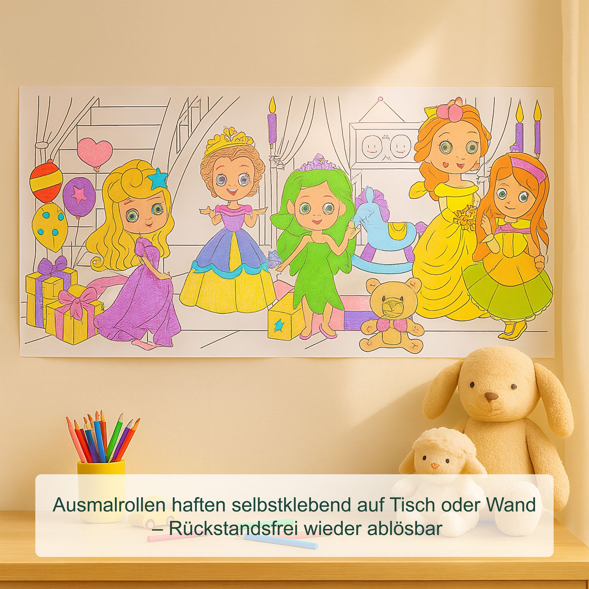 Ausmaltischdecken für Kinder 2er-Set 3 m Weiss-Rosa-Schwarz von guteszeug.ch