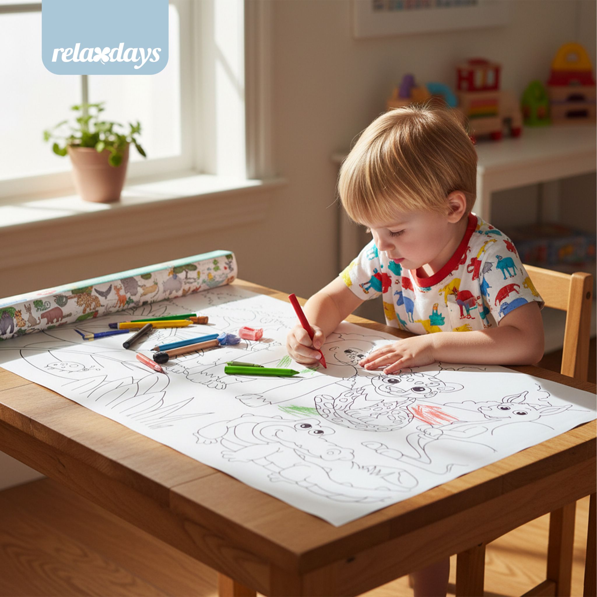 Ausmaltischdecken für Kinder 2er-Set 3 m Weiss-Schwarz-Türkis von guteszeug.ch