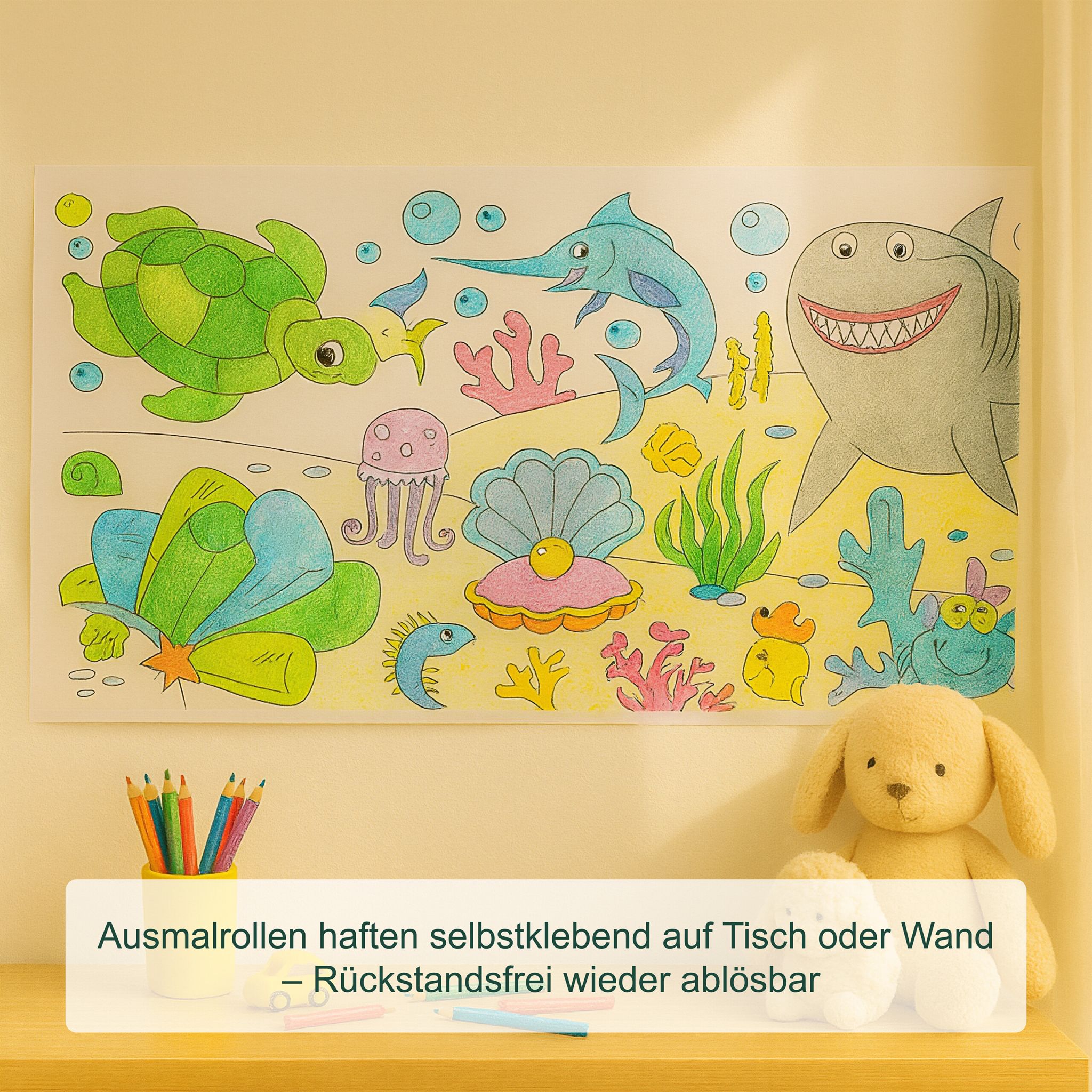 Ausmaltischdecken für Kinder 2er-Set 3 m Weiss-Hellblau-Schwarz