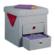 Sitzhocker mit Stauraum 2 Schubladen Grau von Relaxdays