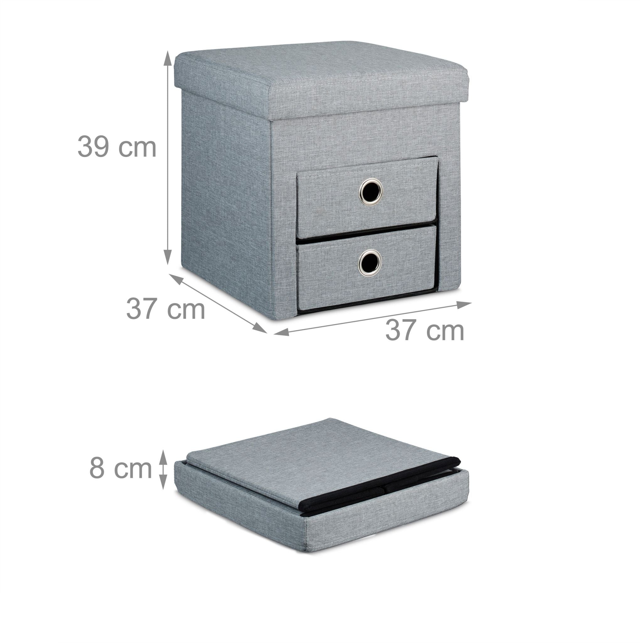 Sitzhocker mit Stauraum 2 Schubladen Grau von Relaxdays