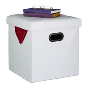 Hocker Kunstleder Weiss-Schwarz von Relaxdays