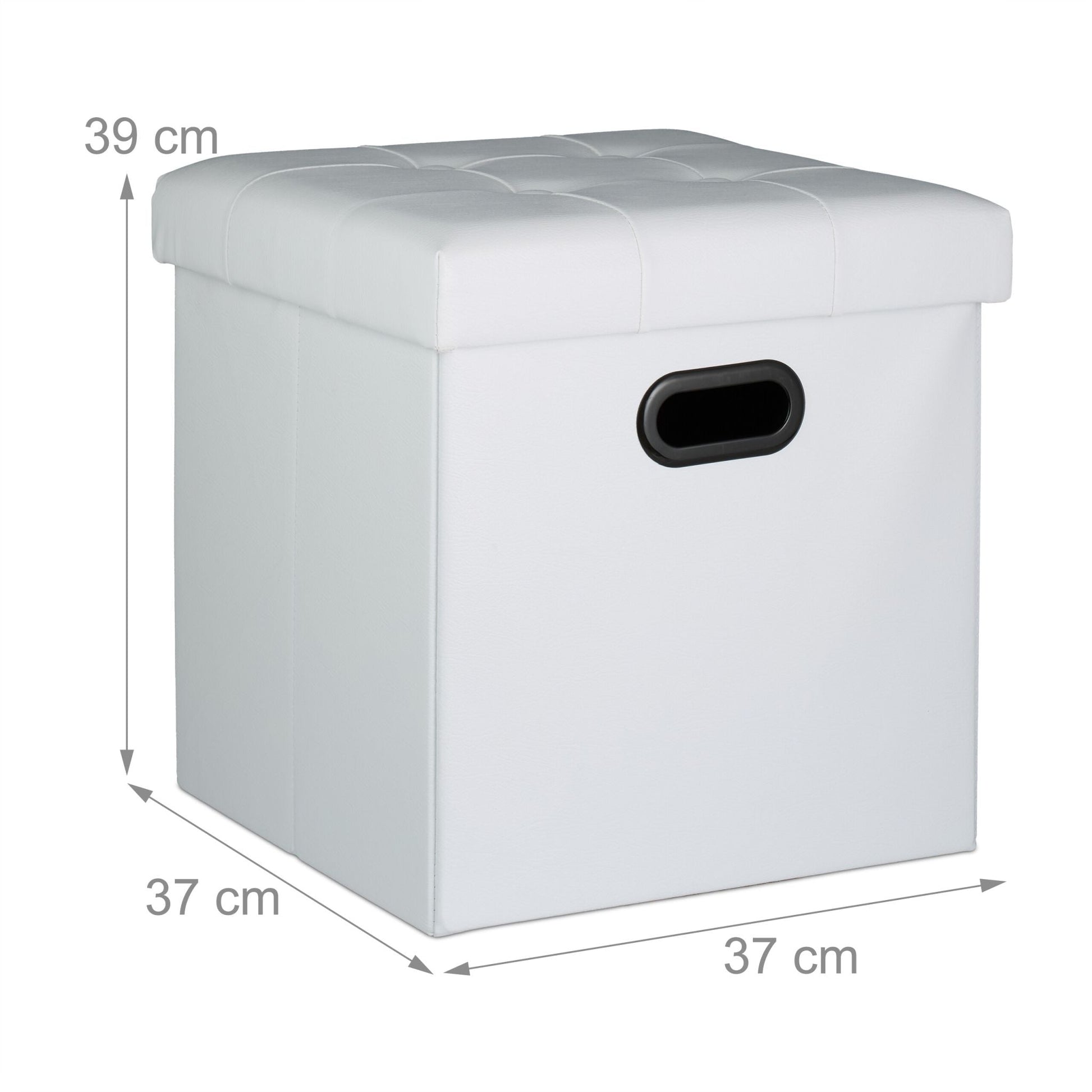 Hocker Kunstleder Weiss-Schwarz von Relaxdays
