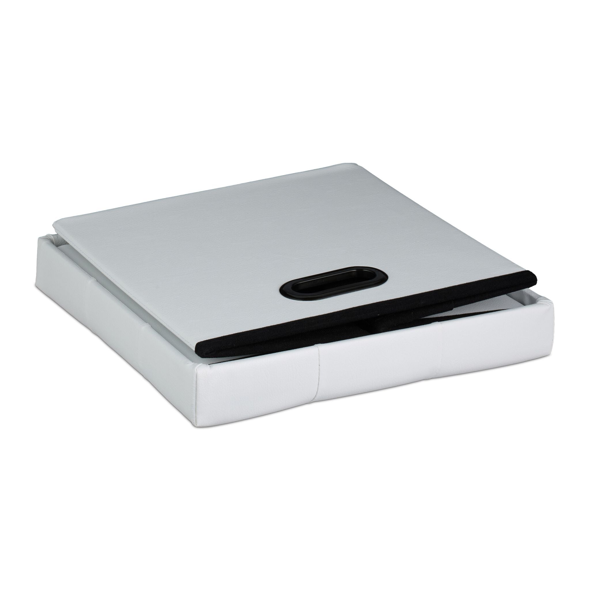 Hocker Kunstleder Weiss-Schwarz von Relaxdays